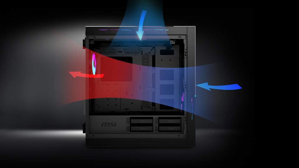 MSI MPG Sekira 500X MIDI Tower RGB Gaming Gehäuse, Echtglas Seitenfenster