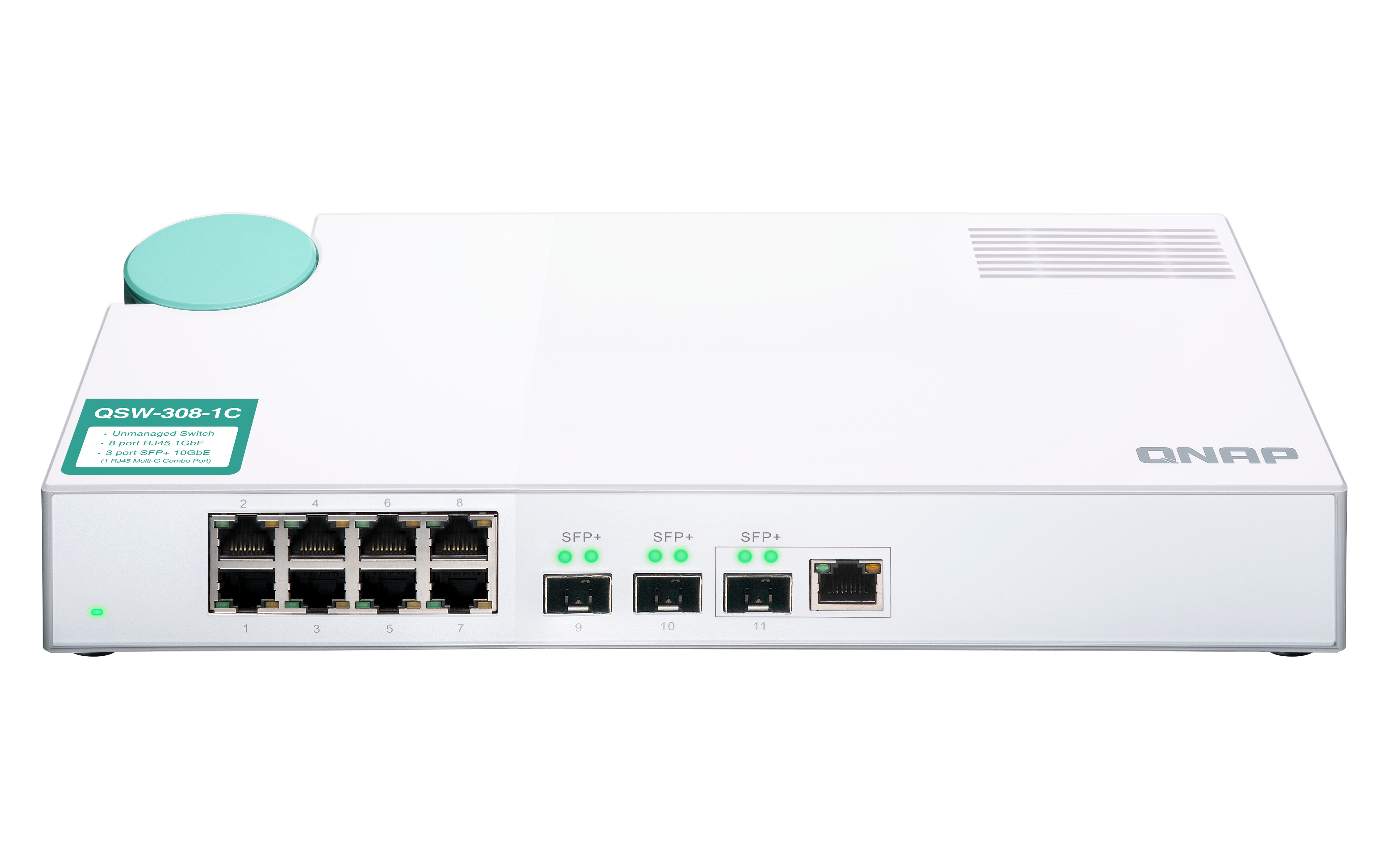 QNAP QSW-308-1C 10GbE Switch Unmanaged 3-Port-10G-SFP+ und 8-Port-Gigabit