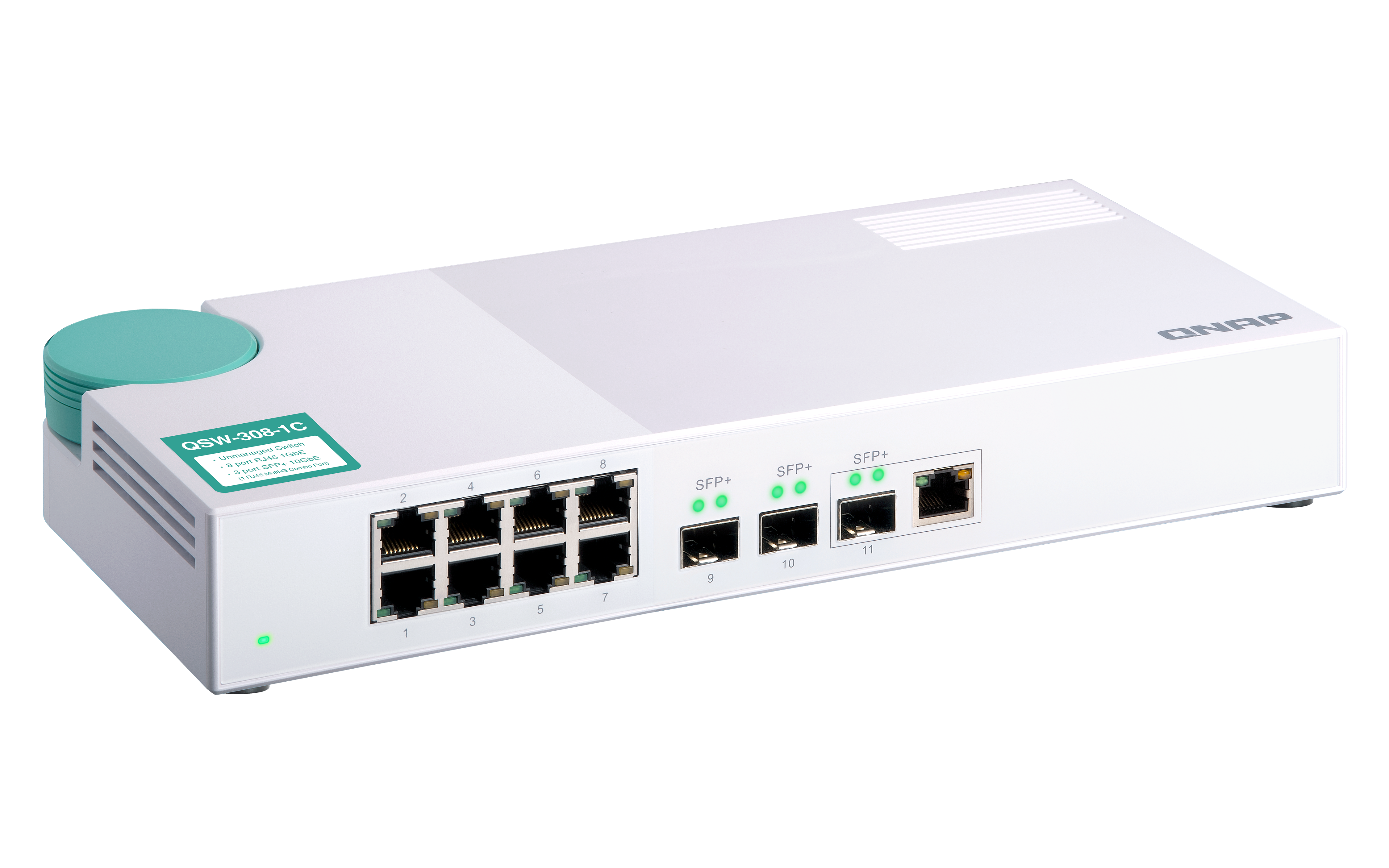 QNAP QSW-308-1C 10GbE Switch Unmanaged 3-Port-10G-SFP+ und 8-Port-Gigabit