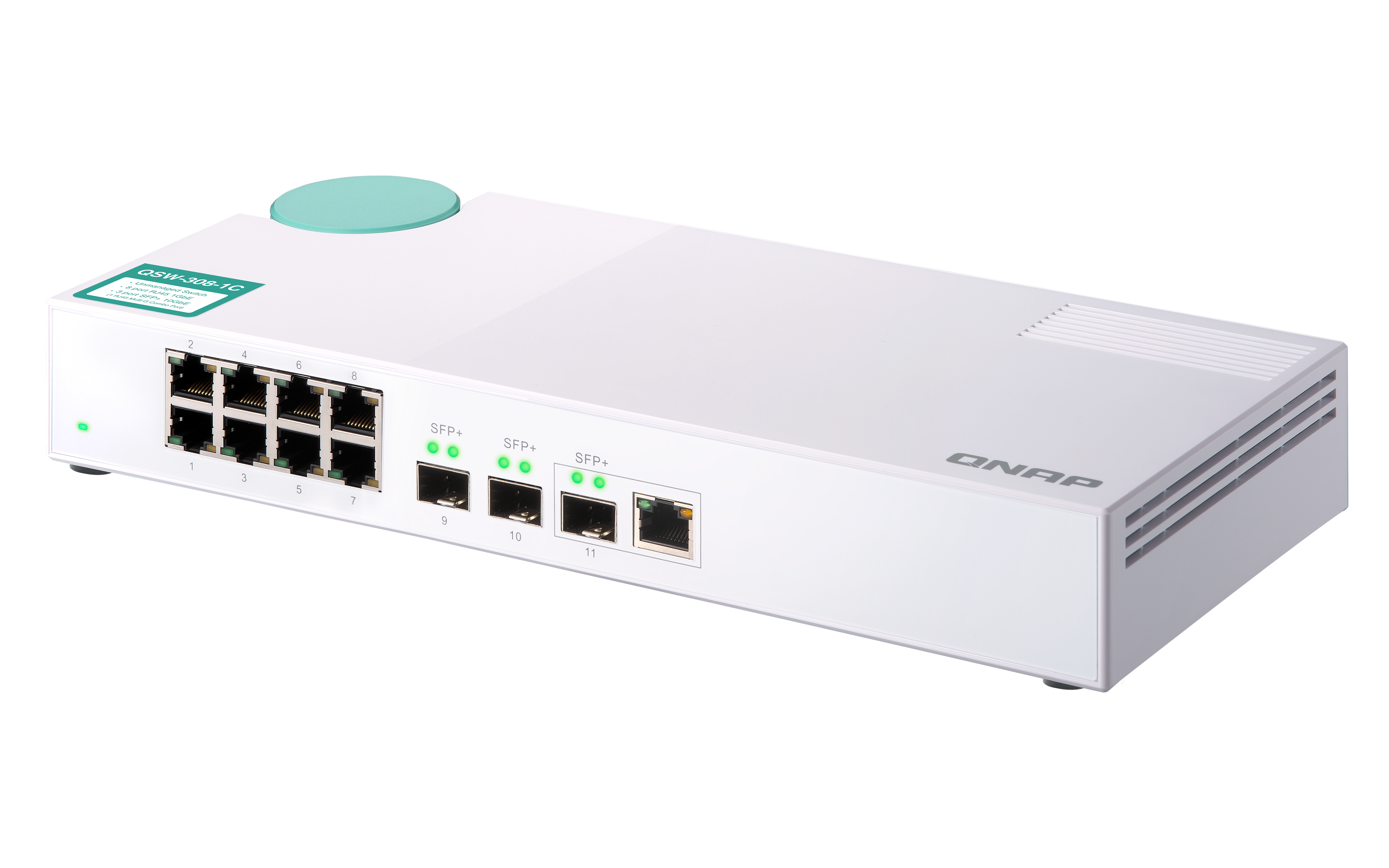 QNAP QSW-308-1C 10GbE Switch Unmanaged 3-Port-10G-SFP+ und 8-Port-Gigabit