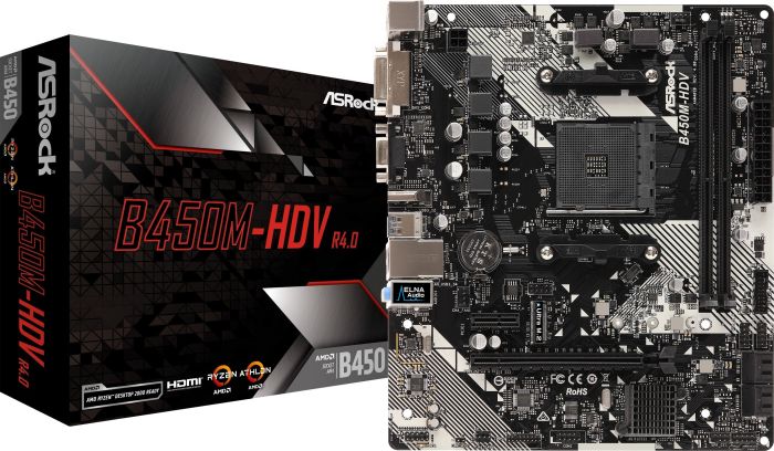 ASRock B450M-HDV R4.0 AM4 mATX Mainboard M.2/DVI/HDMI/VGA/USB3.1(Gen1)