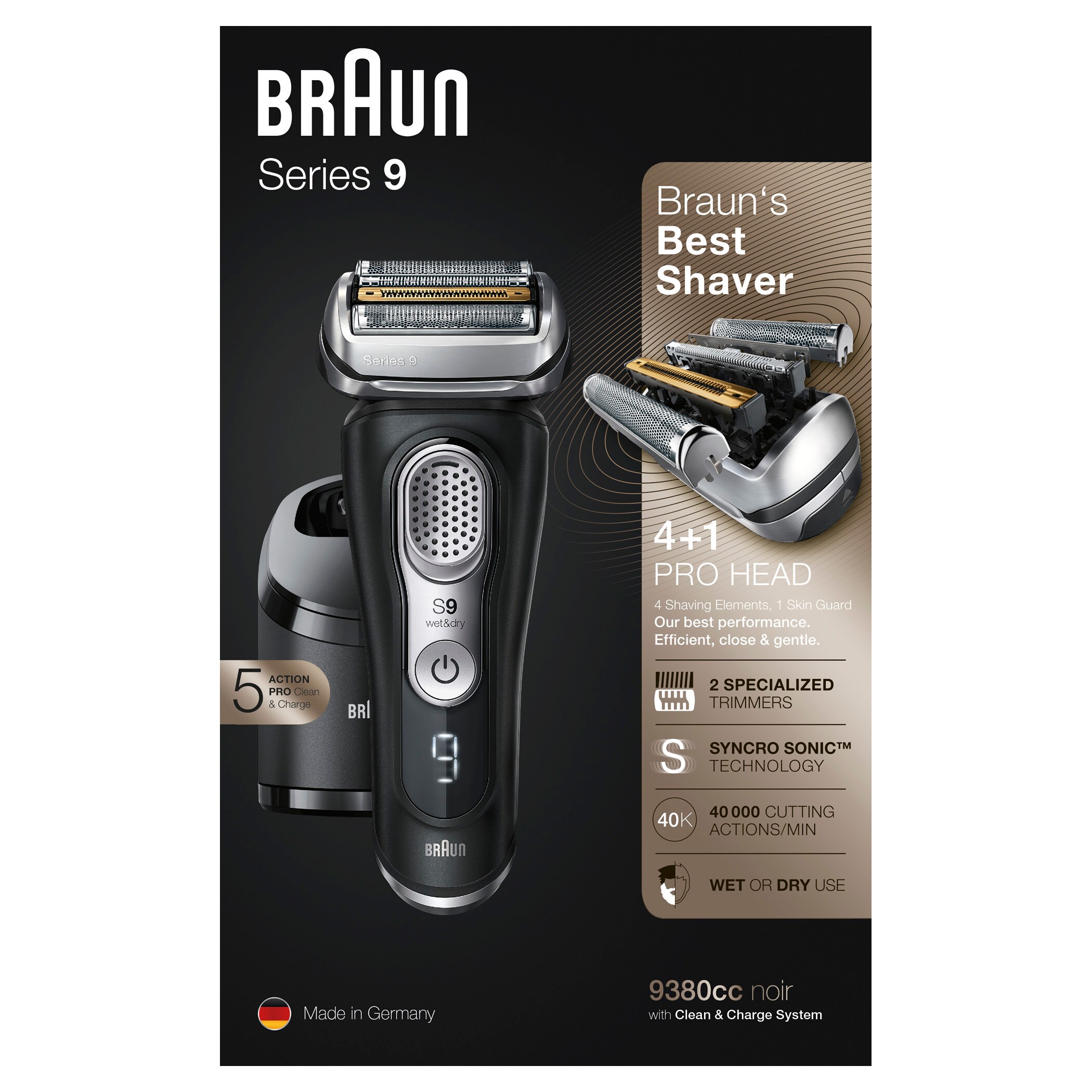 Braun Series 9 - 9380cc Rasierer-System mit Reinigungsstation wet