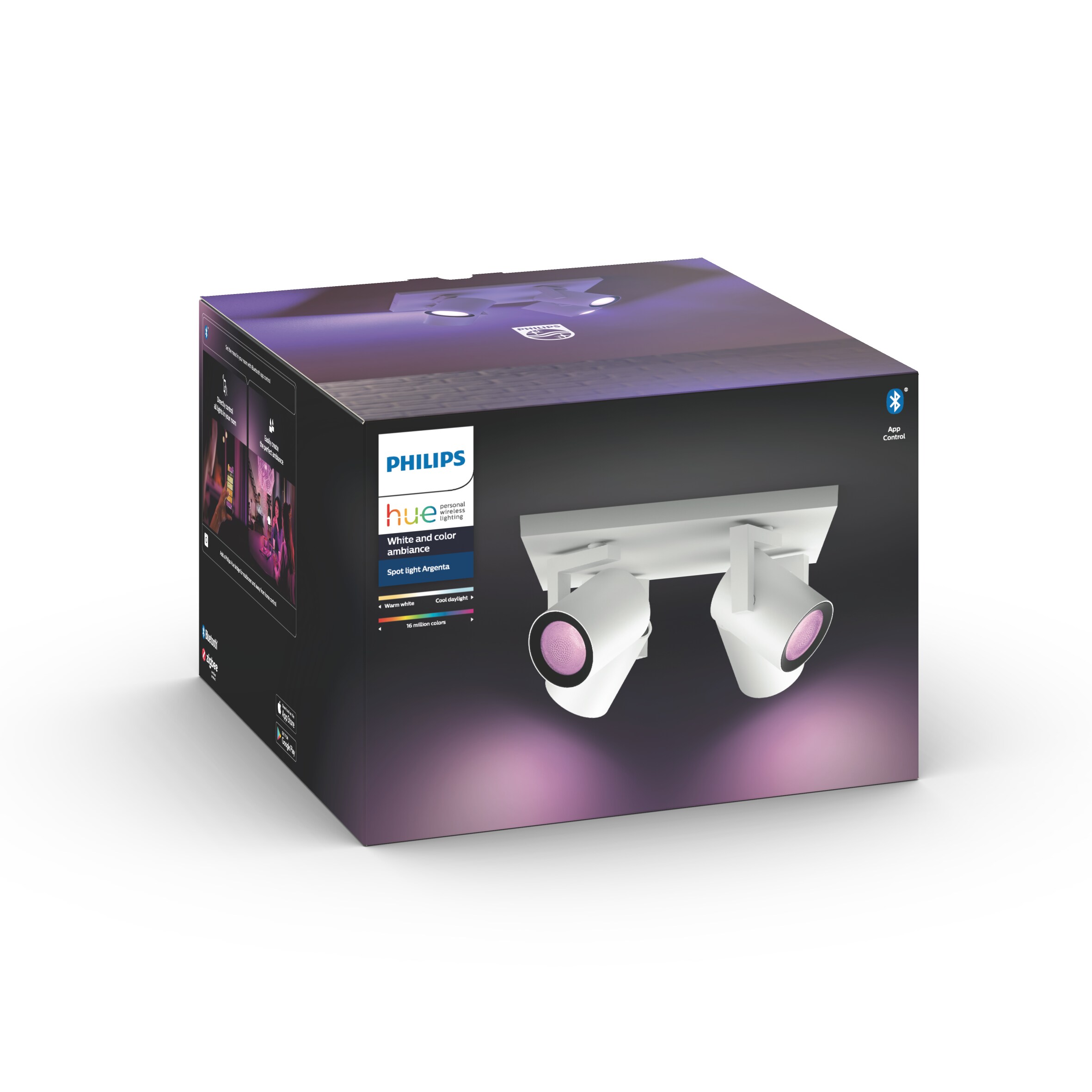 Philips Hue White &amp; Color Ambiance Argenta Spot 4er weiß Bluetooth