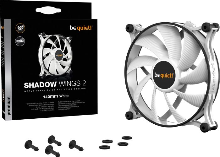 be quiet! Lüfter Shadow Wings 2 weiß PWM - 140mm 900U/Min