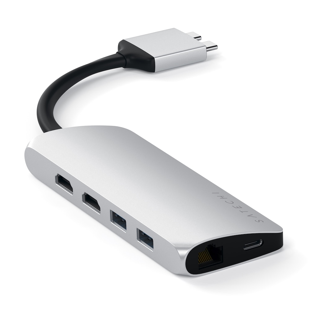 Satechi USB-C Dual Multimedia Adapter 4K Silber