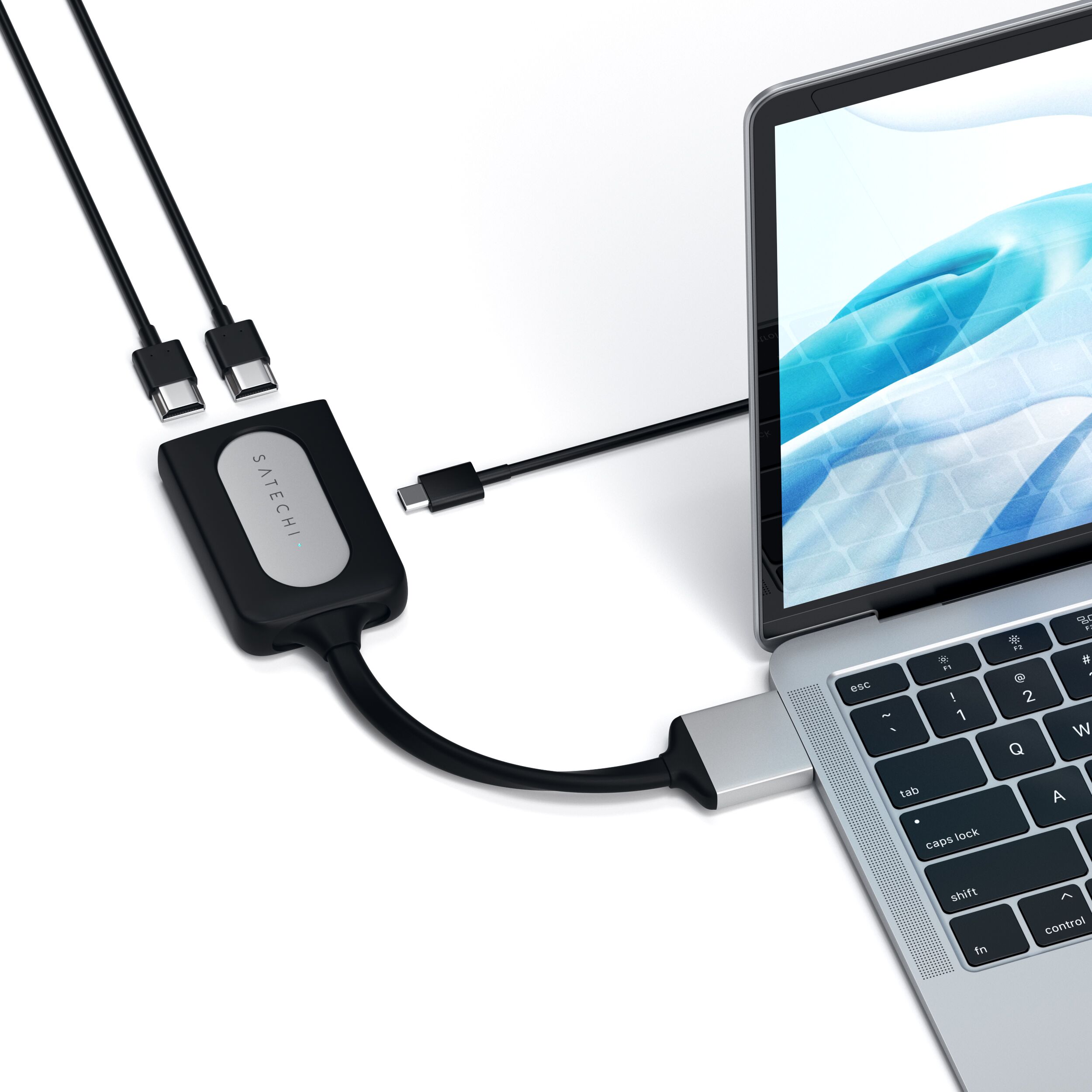 Satechi USB-C Dual HDMI Adapter Silber