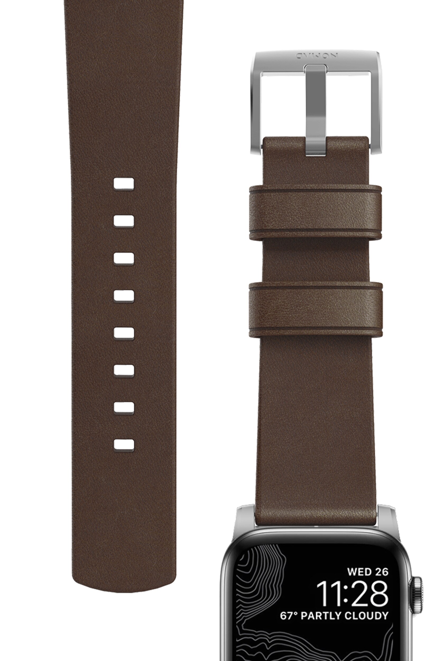 Nomad Strap Modern Leather Brown Connector Silver 38/40 mm