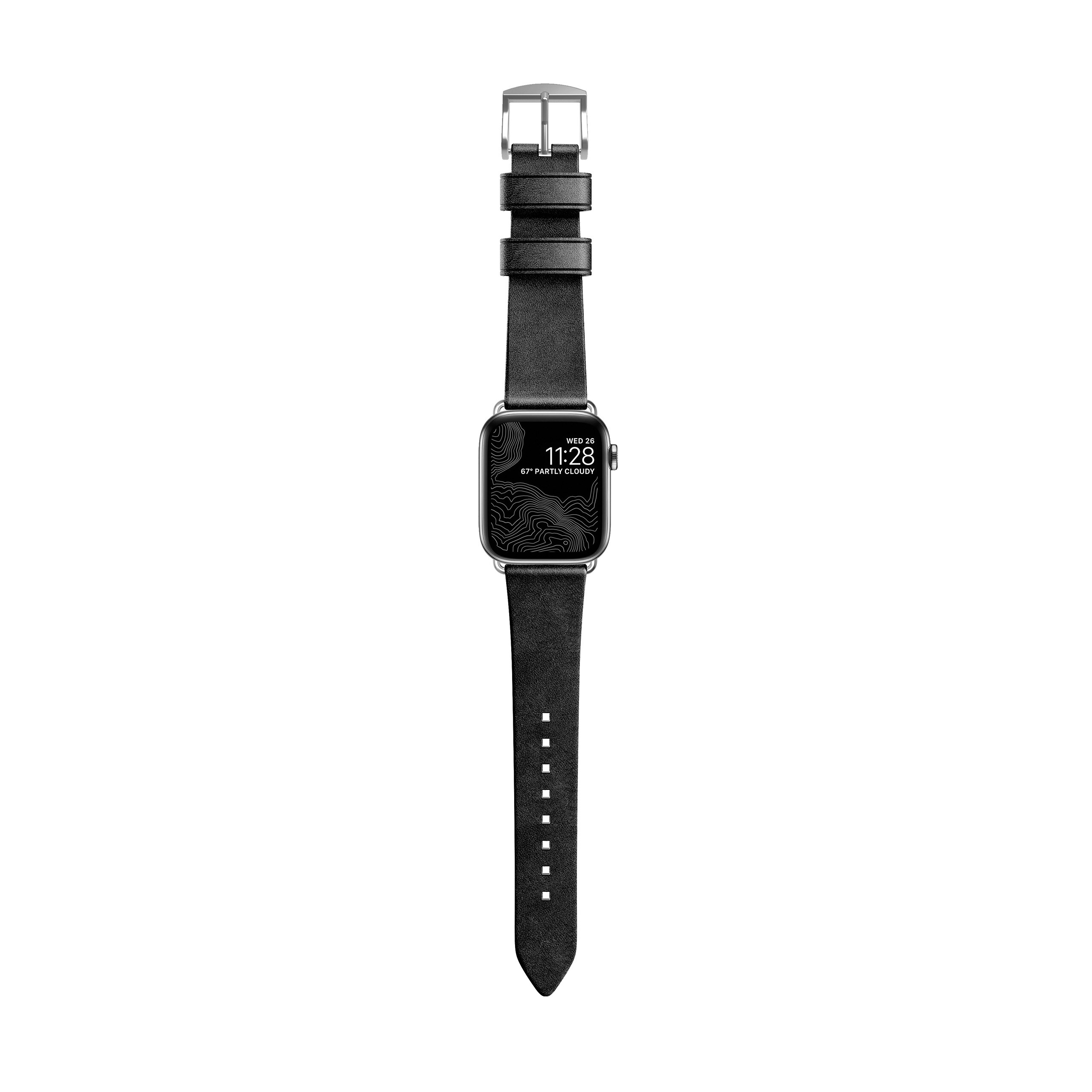 Nomad Strap Modern Slim Leather Black Connector Silver 38/40 mm