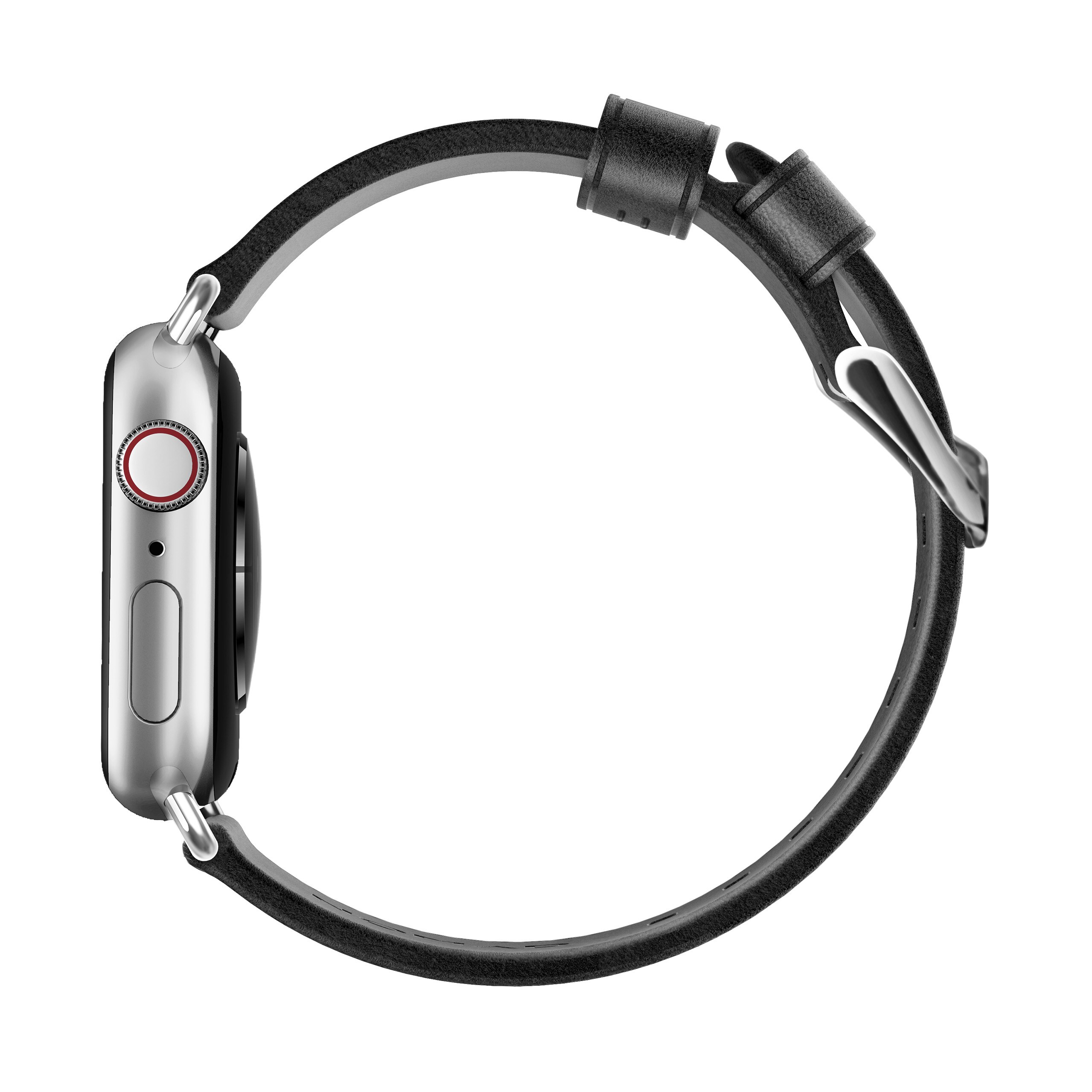 Nomad Strap Modern Slim Leather Black Connector Silver 38/40 mm