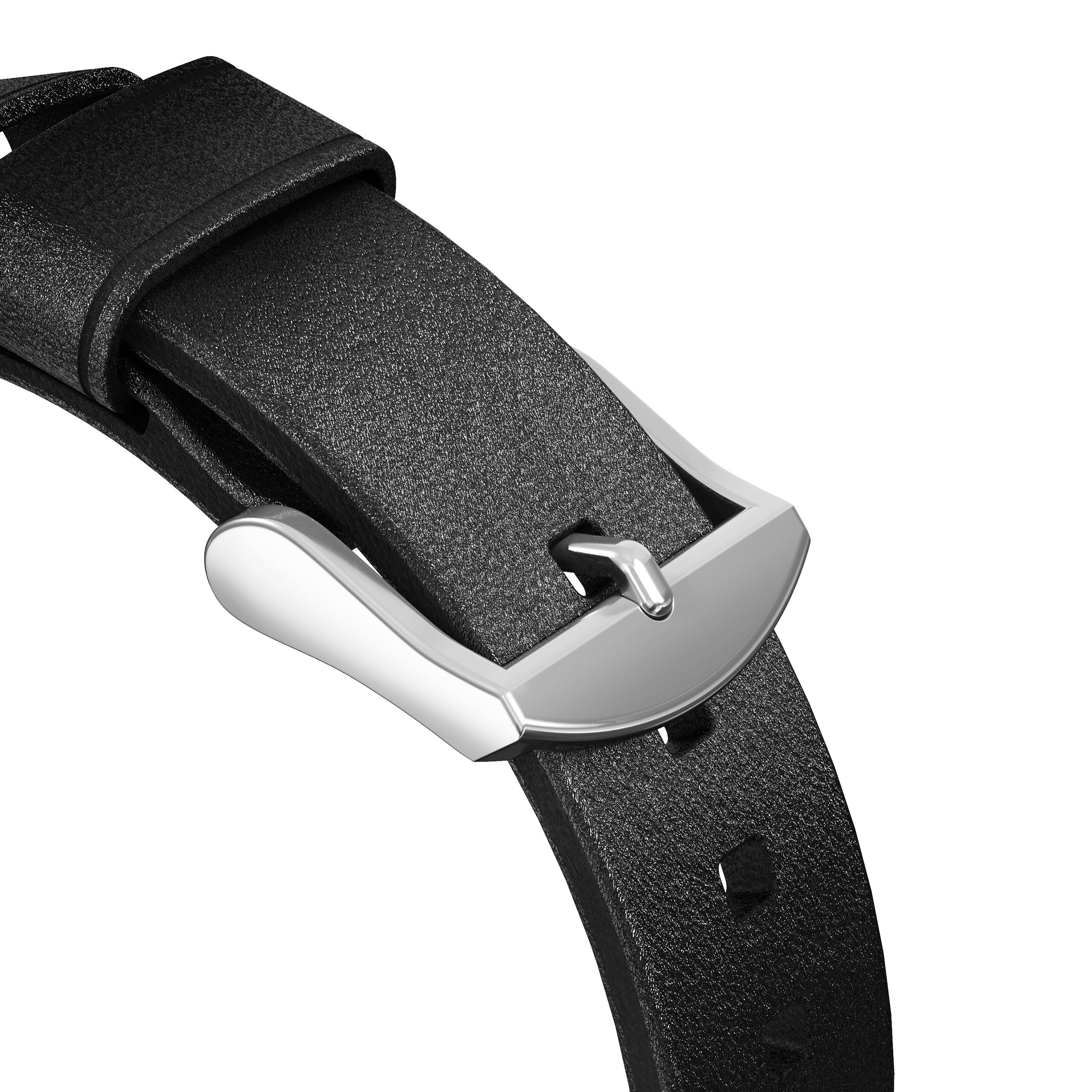 Nomad Strap Modern Slim Leather Black Connector Silver 38/40 mm