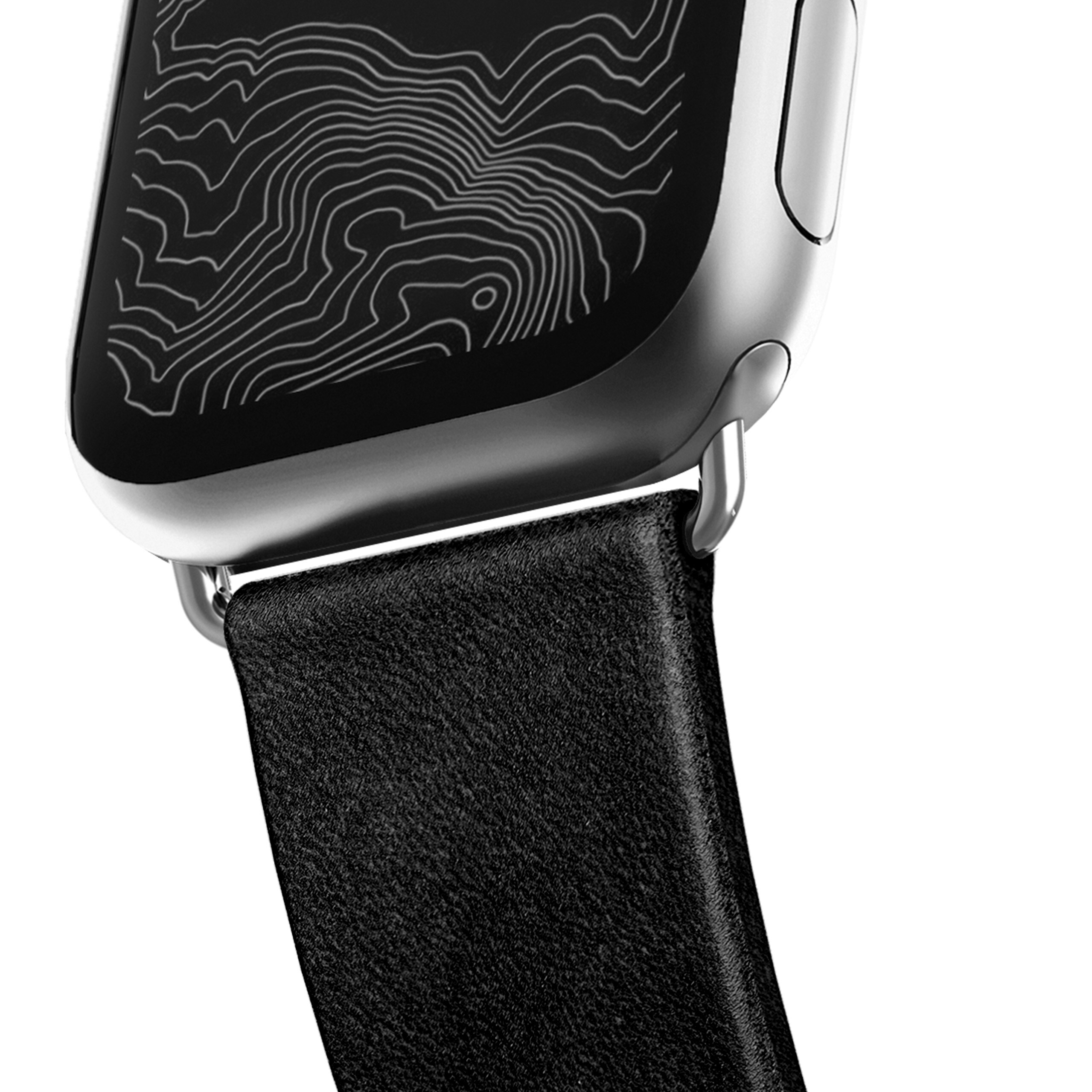 Nomad Strap Modern Slim Leather Black Connector Silver 38/40 mm