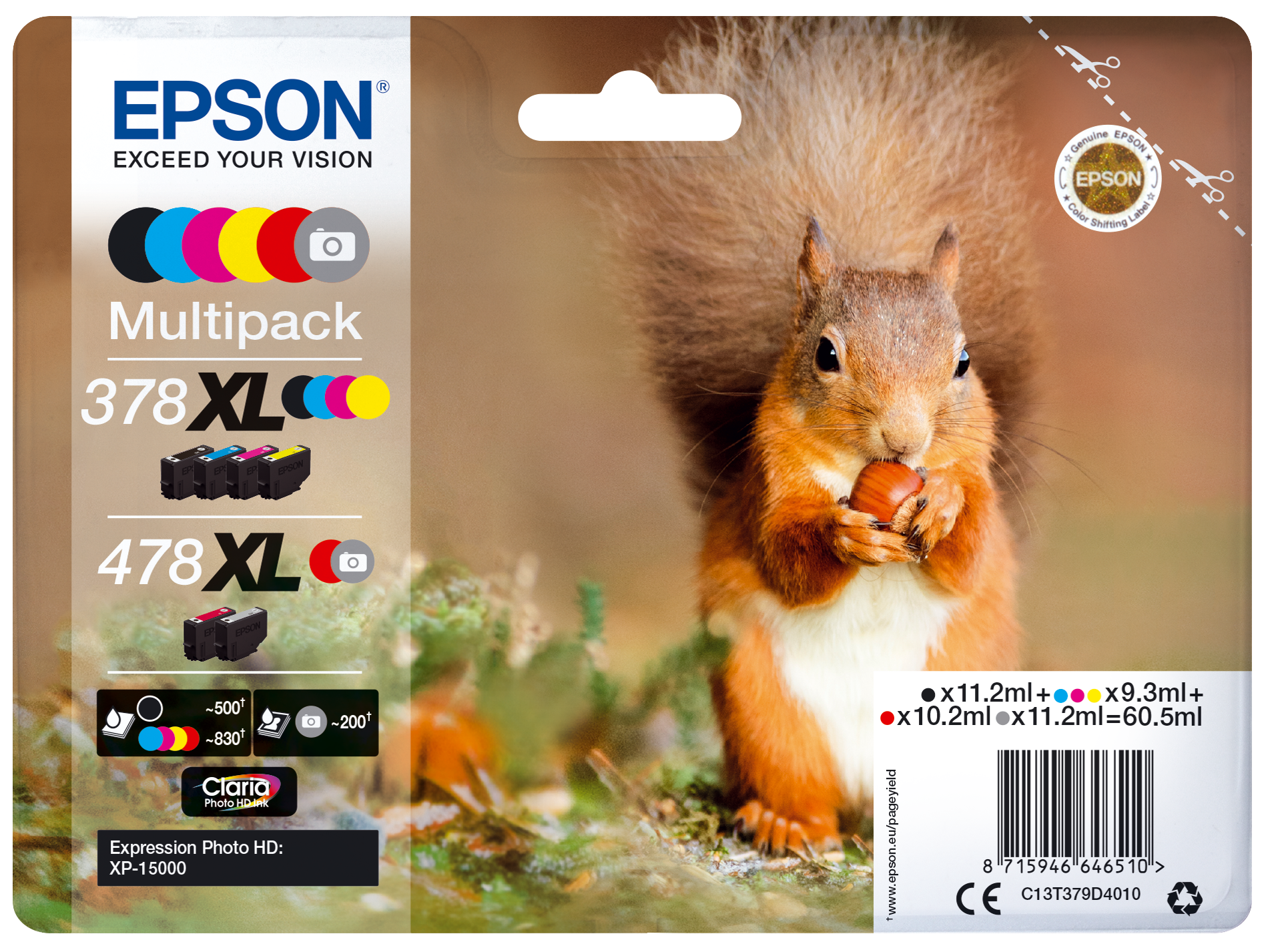 Epson C13T379D4010 Druckerpatronen Multipack 378XL / 478XL (BK,C,M,Y, R, GR)