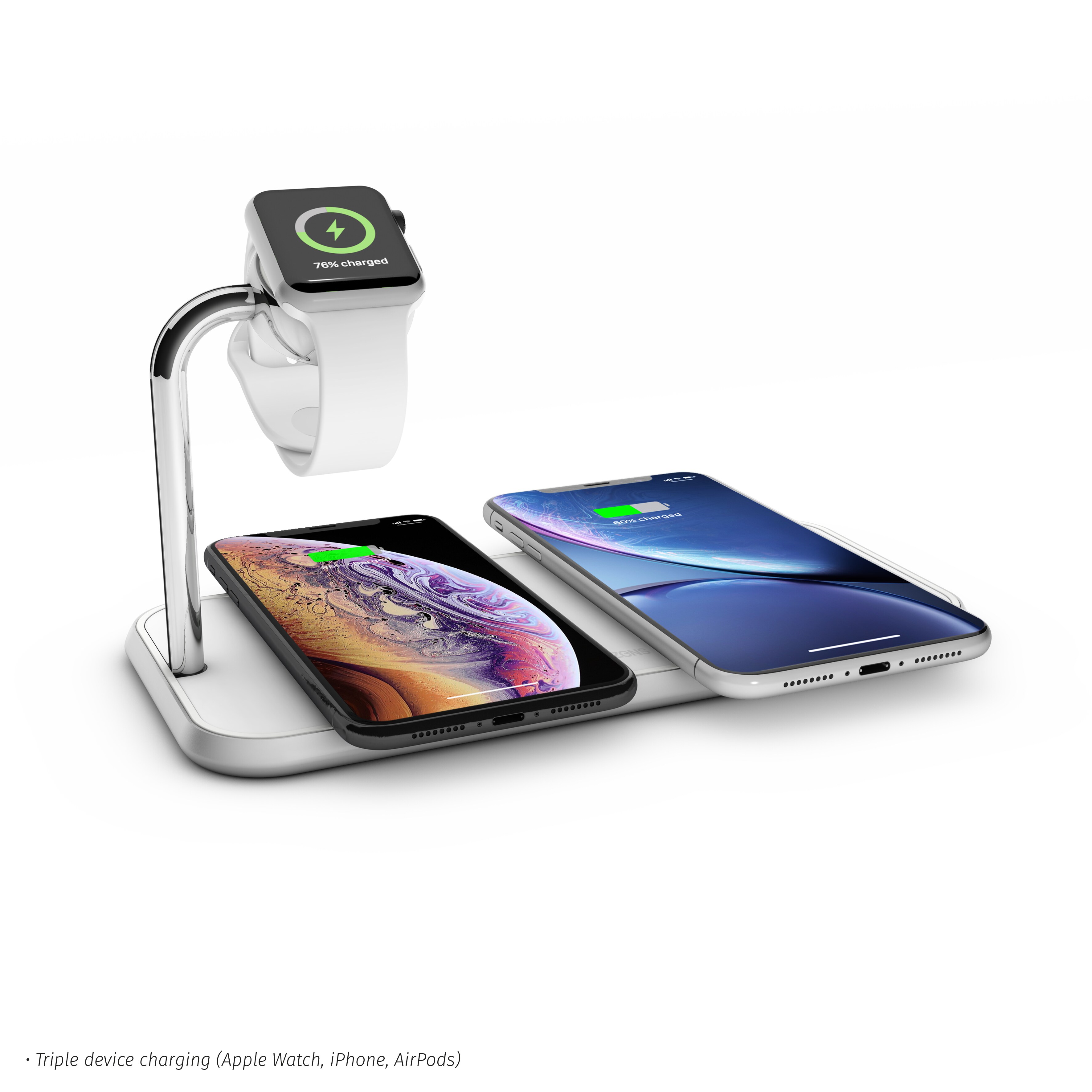 Zens Aluminium Dual Wireless Charger + Apple Watch 10W Qi weiß