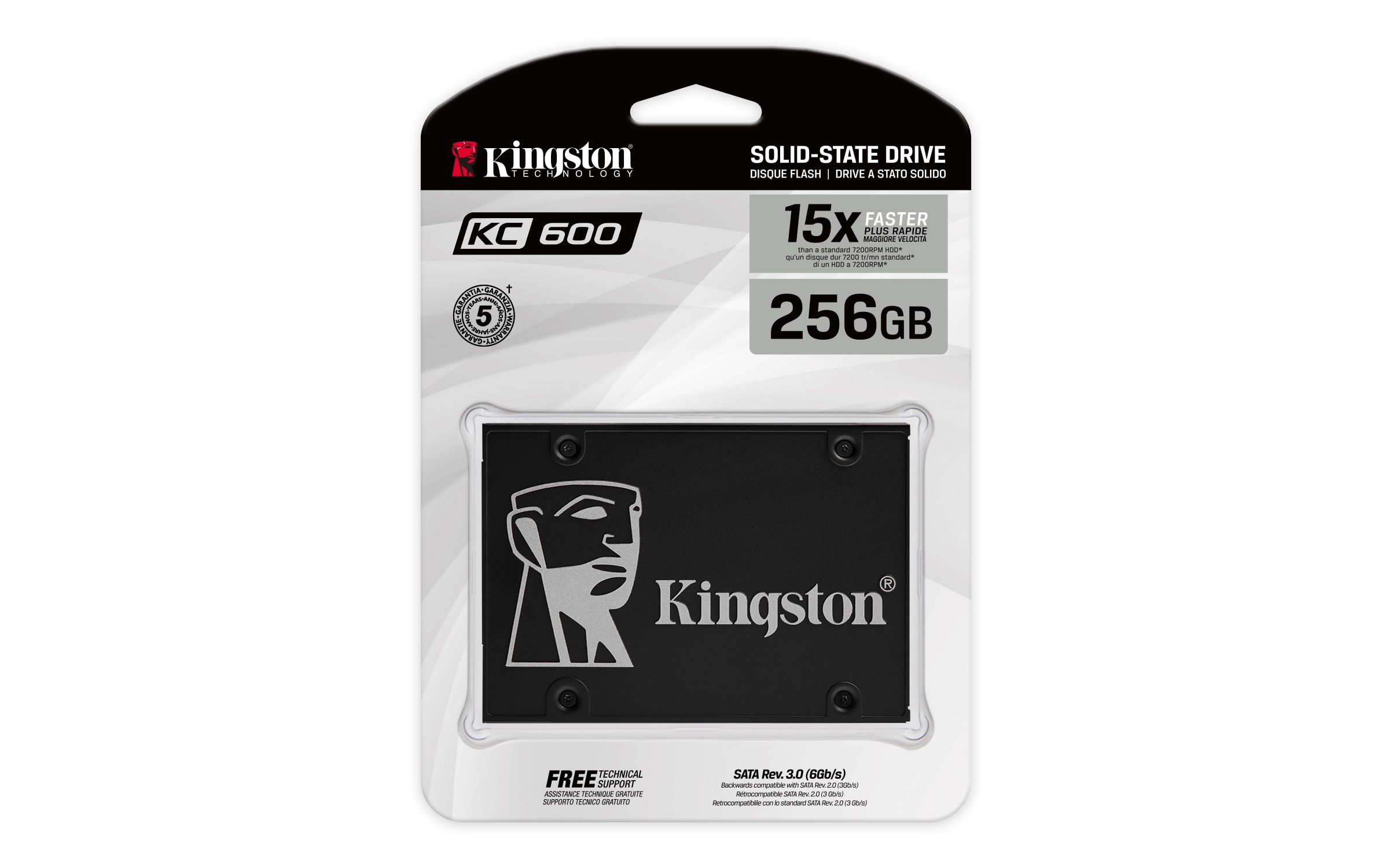 Kingston SSDNow KC600 256GB 3D TLC 2.5zoll SATA600 - 7mm Kit