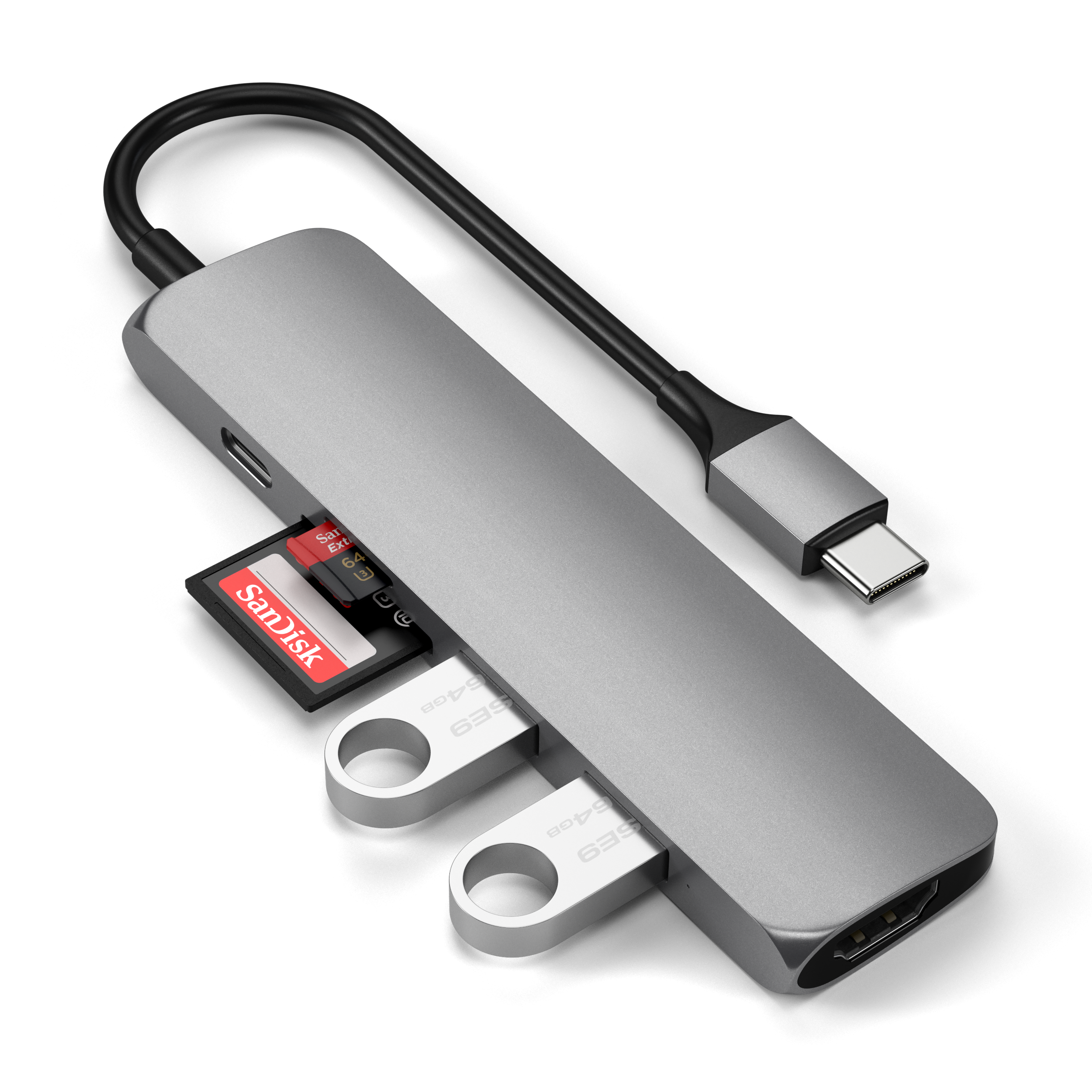 Satechi Type-C USB Passthrough HDMI Hub V2 Space Grau