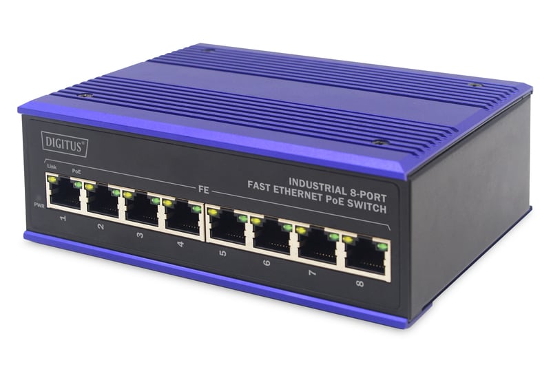 DIGITUS Fast Ethernet PoE Industrieller 8x Port Switch