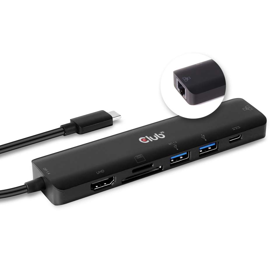 Club 3D USB-C 3.2 7in1 Hub HDMI 4K60HZ mit SD TF Card Slot + RJ45