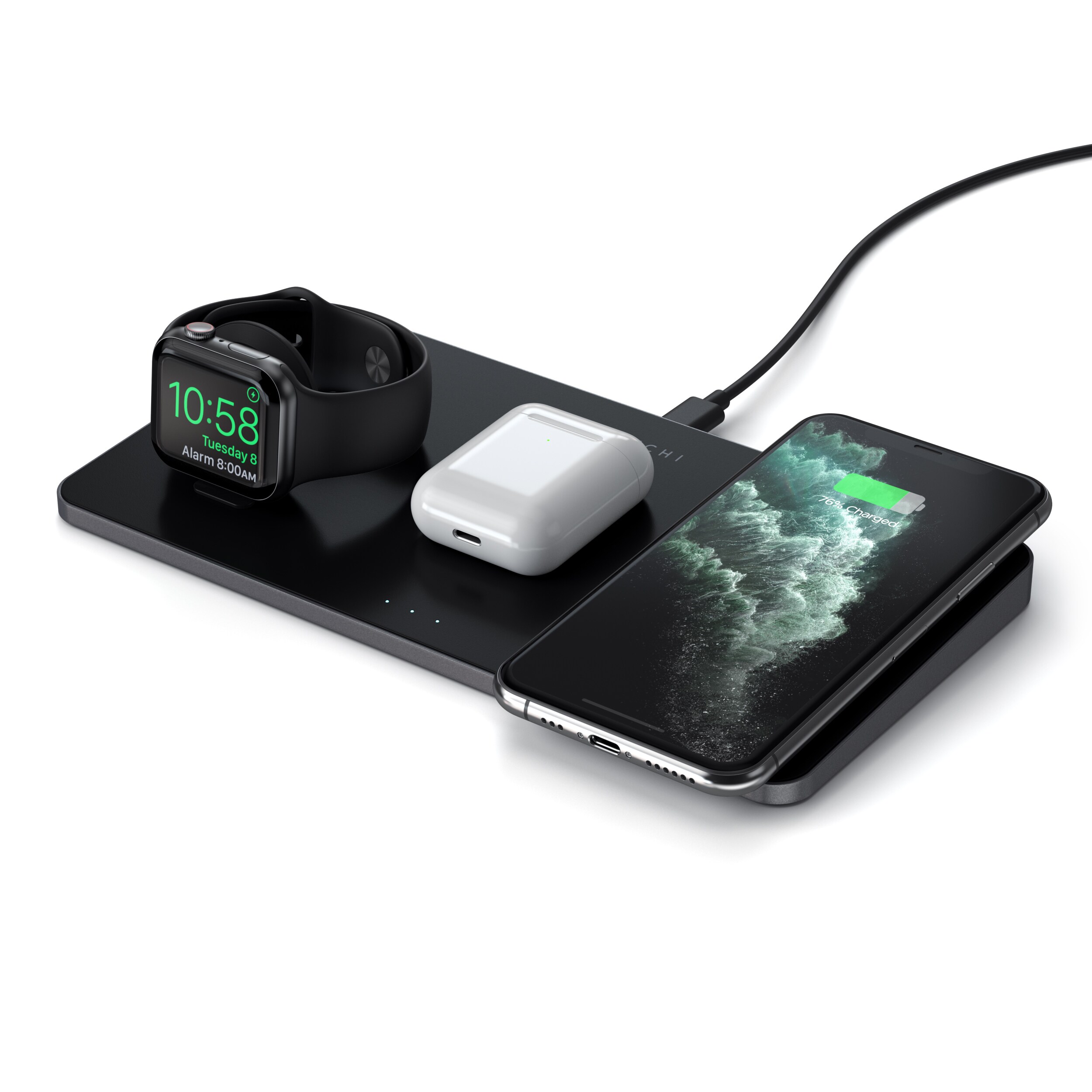 Satechi Trio Wireless Charging Pad Schwarz