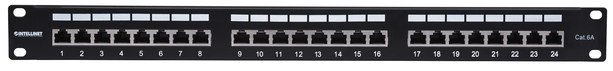 24-Port Cat6a Patchpanel, geschirmt, 24 Ports, FTP, 1 HE