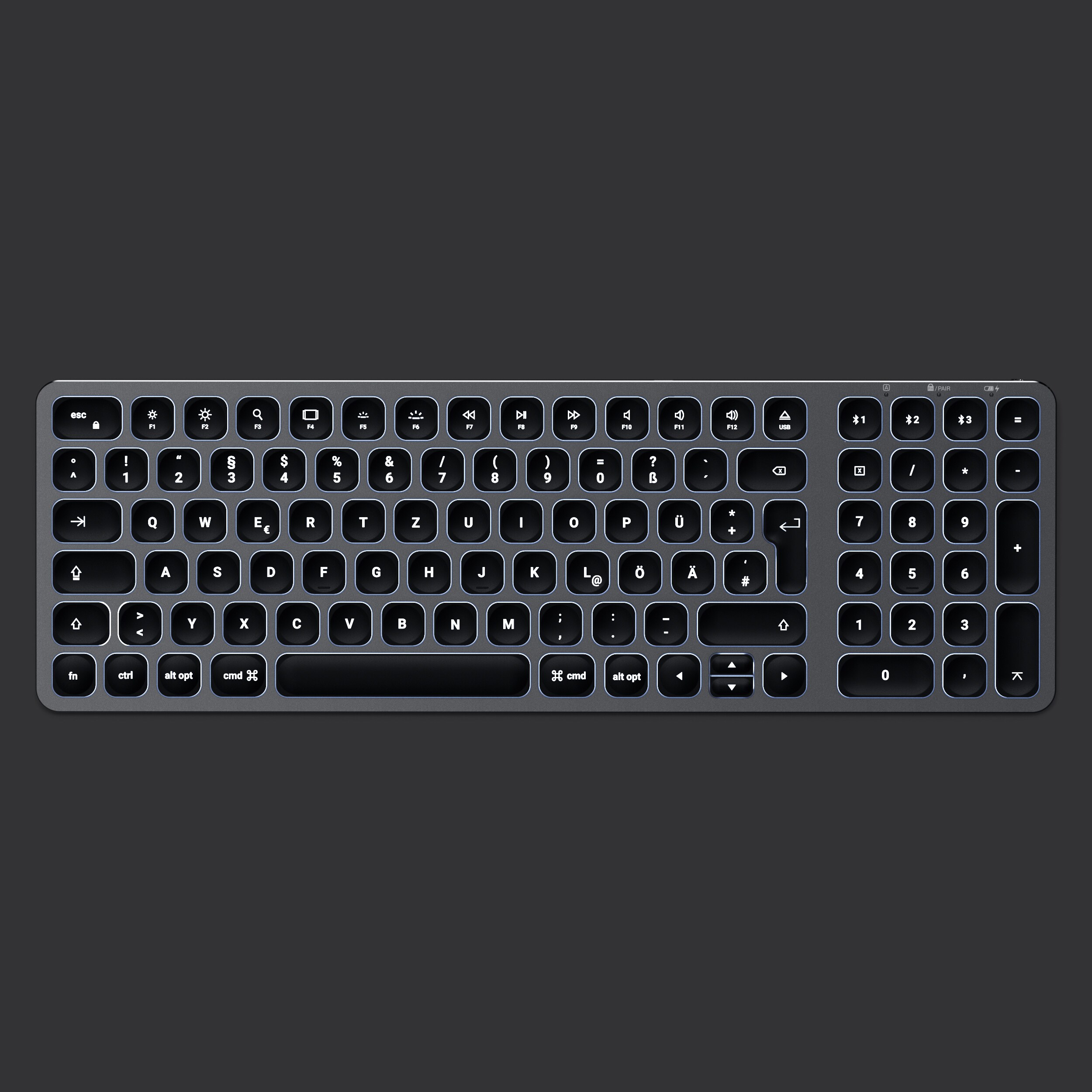 Satechi Aluminium Slim Bluetooth Backlit Tastatur kabellos space grey