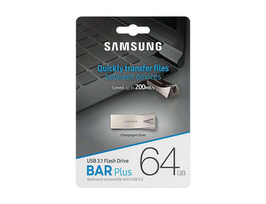 Samsung BAR Plus 64GB Flash Drive Fit 3.1 USB Stick Metallgehäuse