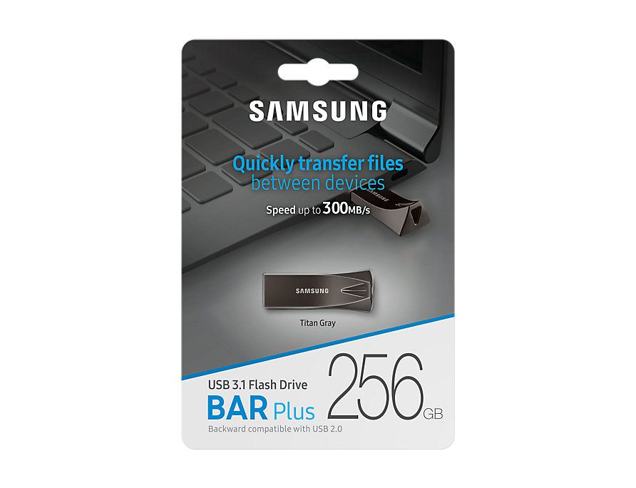 Samsung BAR Plus 256GB Flash Drive Fit 3.1 USB Stick Metallgehäuse grau