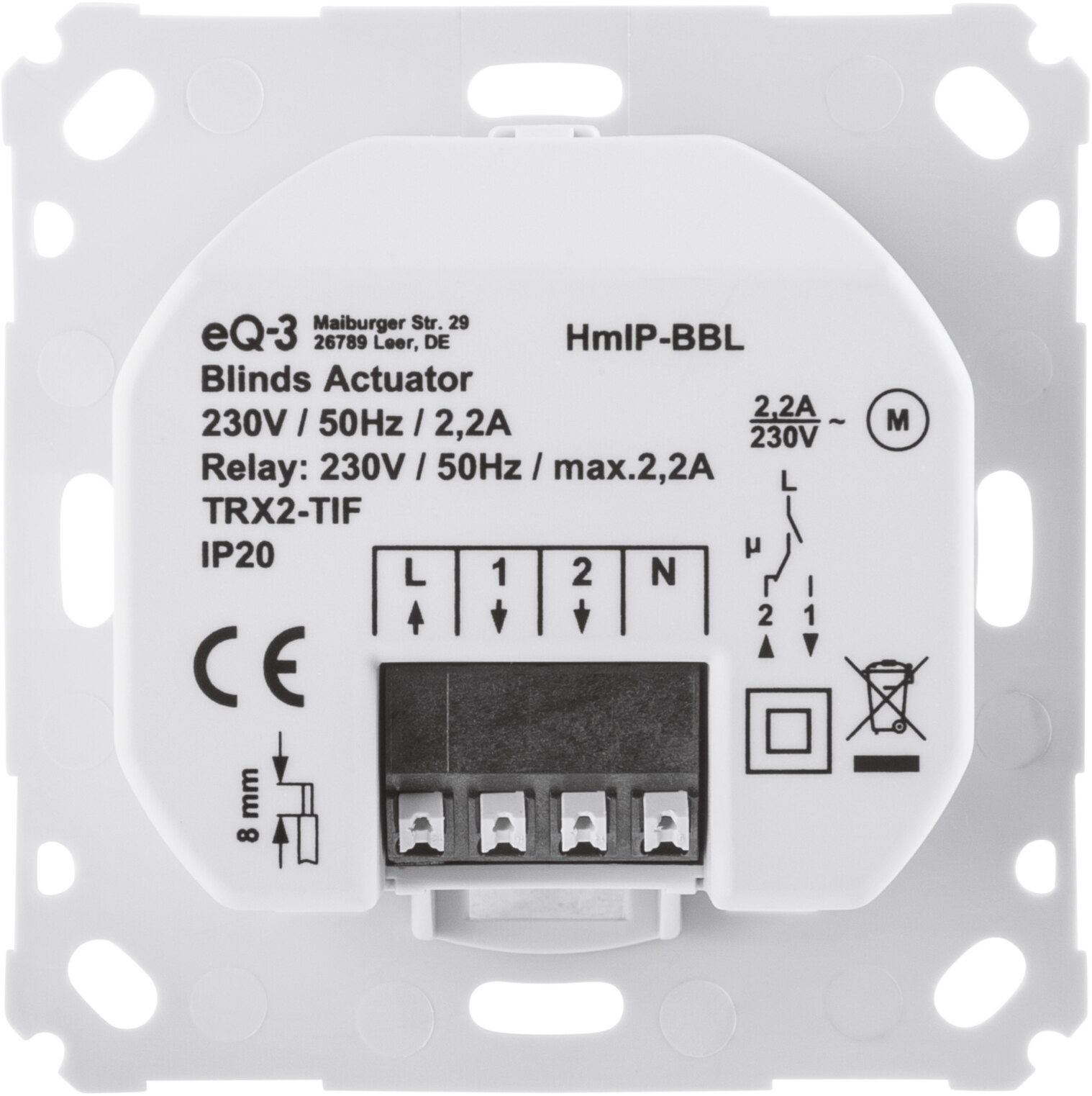 Homematic IP Jalousieaktor für Markenschalter - Unterputz HmIP-BBL