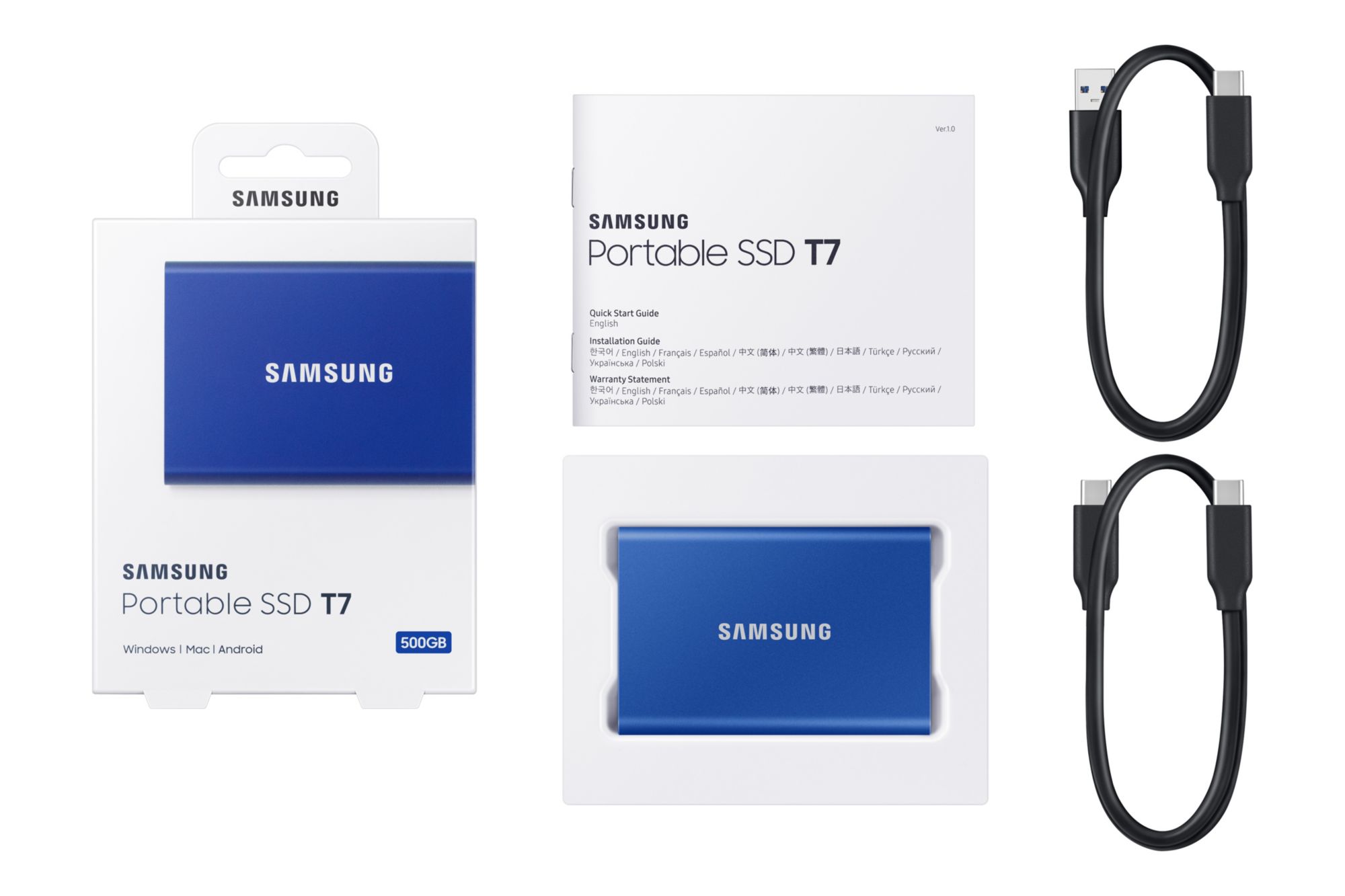 Samsung Portable SSD T7 500 GB USB 3.2 Gen2 Typ-C Indigo Blue