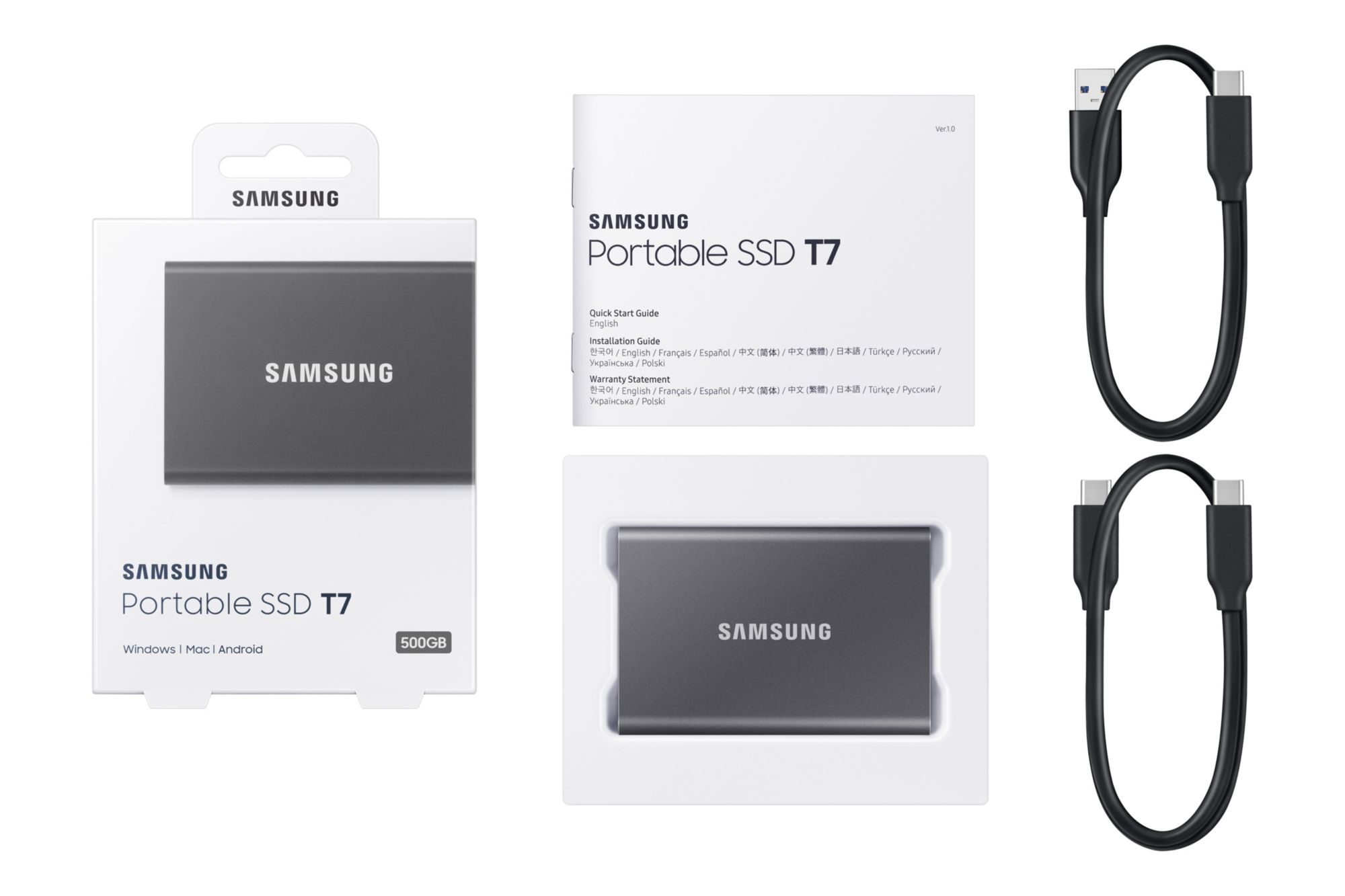 Samsung Portable SSD T7 500 GB USB 3.2 Gen2 Typ-C Titan Gray