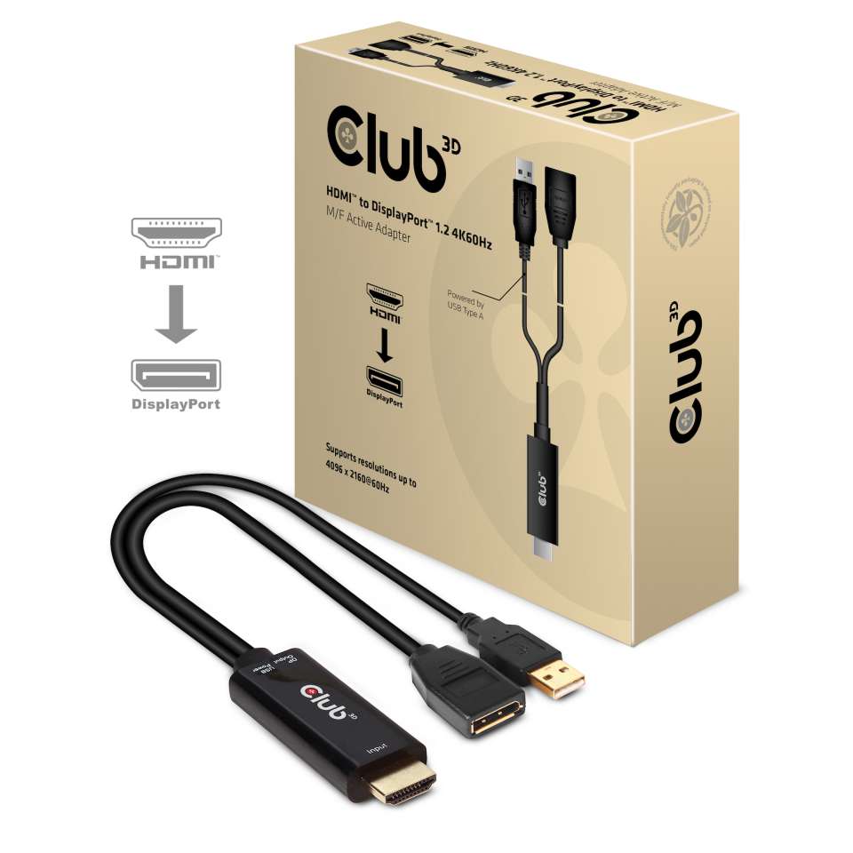 Club 3D Adapter aktiv HDMI auf DisplayPort 1.2 4K60Hz St./Bu. schwarz