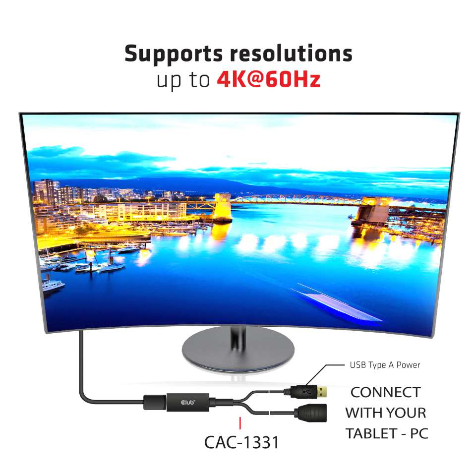 Club 3D Adapter aktiv HDMI auf DisplayPort 1.2 4K60Hz St./Bu. schwarz