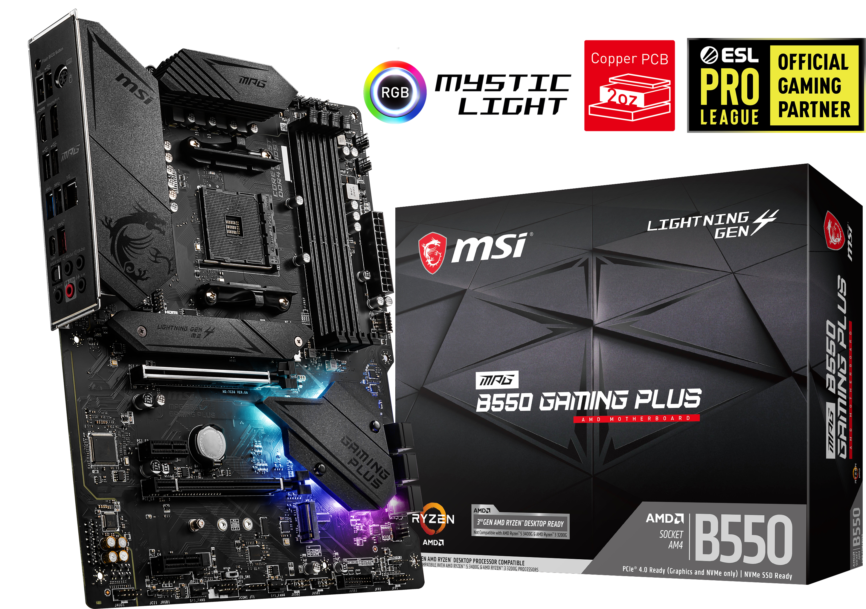 MSI MPG B550 Gaming Plus WiFi ATX Mainboard Sockel AM4 M.2/DP/HDMI/WLAN/BT