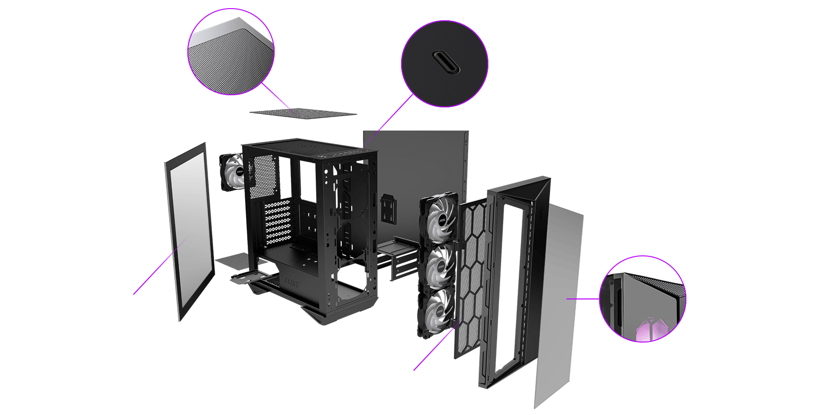 MSI MPG Gungnir 100R MIDI Tower Gaming Gehäuse, Echtglas Seitenfenster