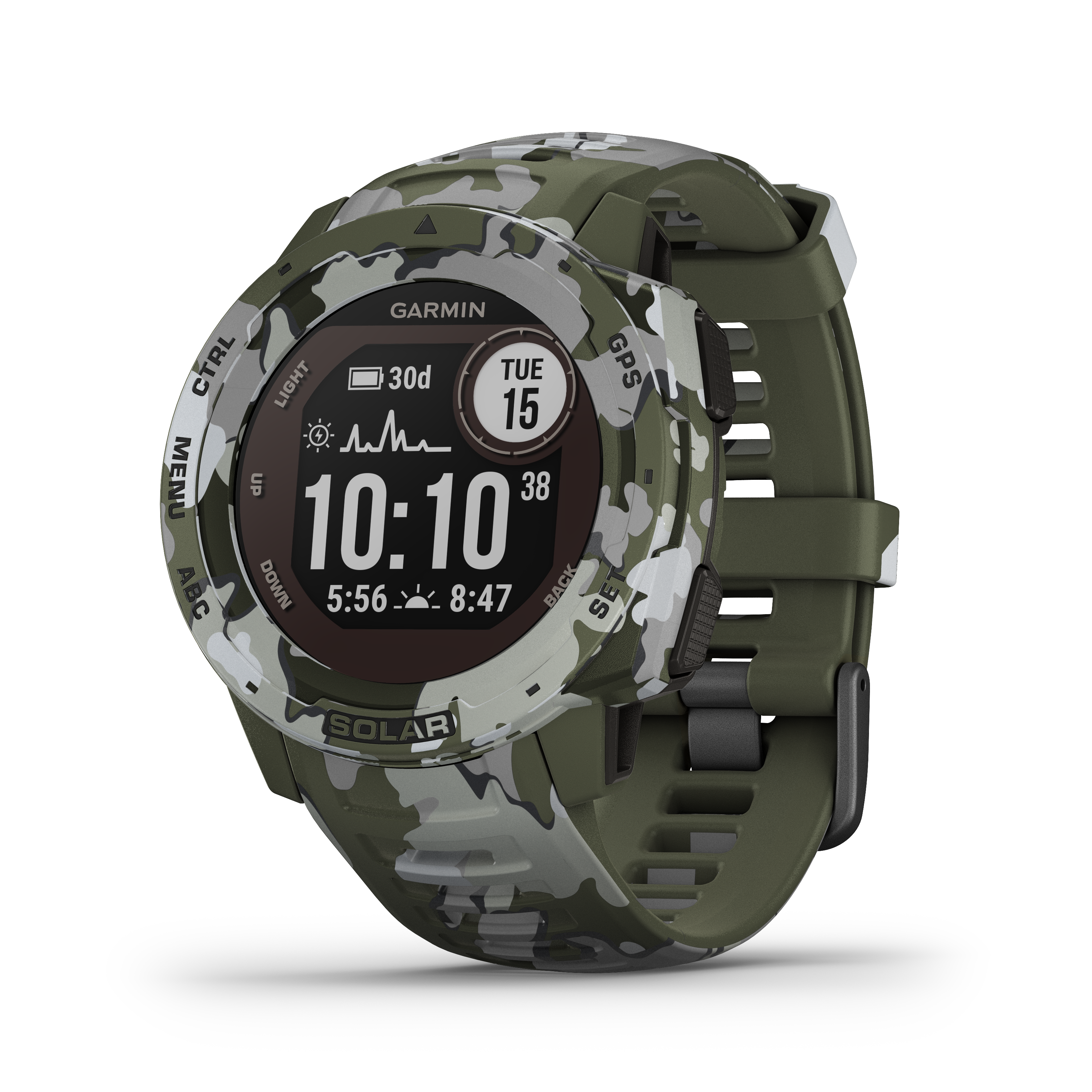 Garmin Instinct Solar Camo GPS-Multisport-Smartwatch grün