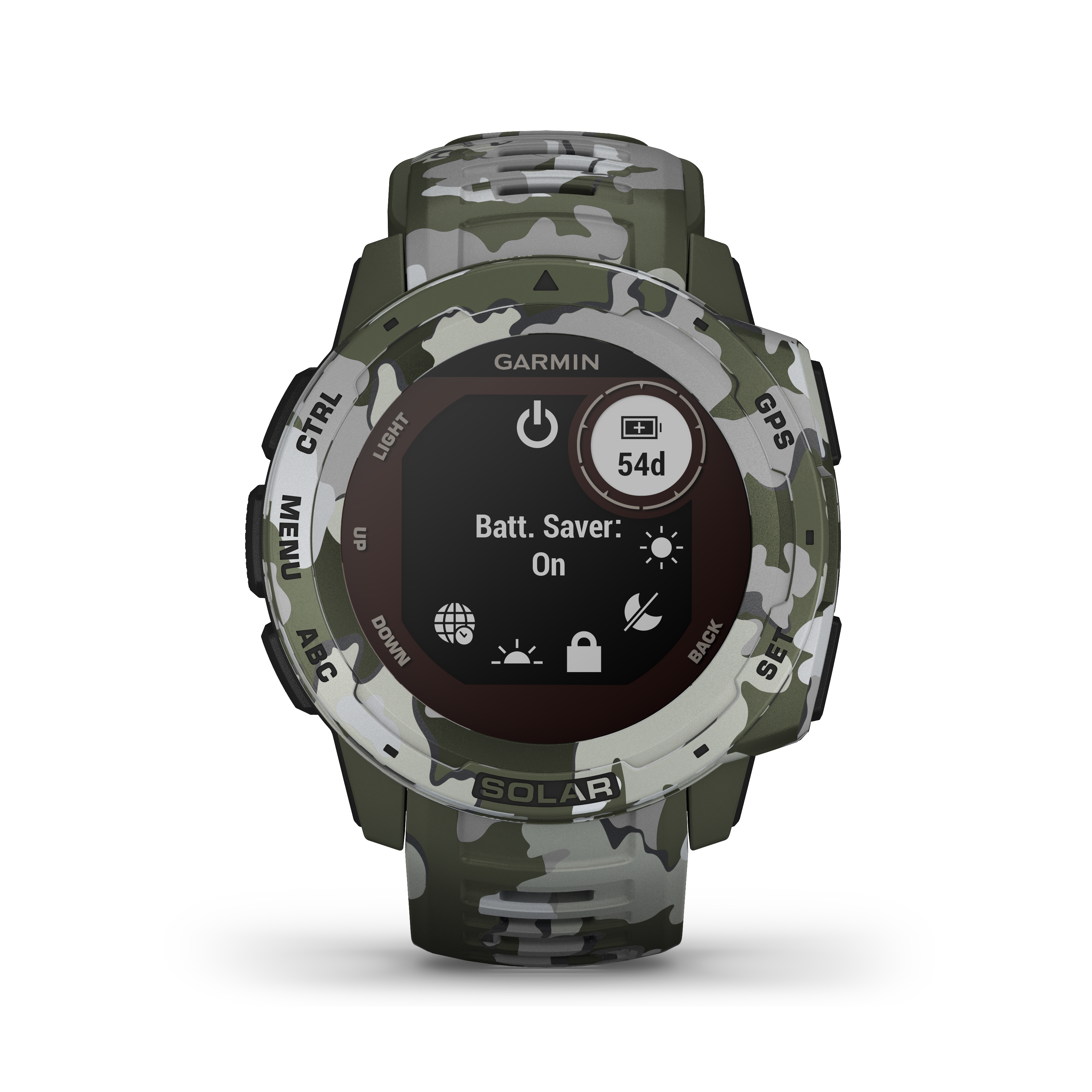 Garmin Instinct Solar Camo GPS-Multisport-Smartwatch grün