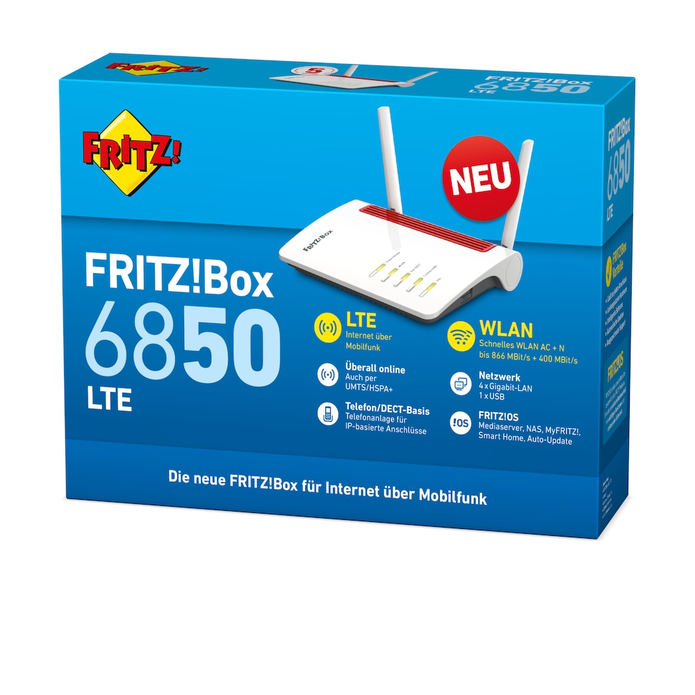 AVM FRITZ!Box 6850 WLAN Router VDSL &amp; LTE Modemrouter VoIP Telefonie + DECT