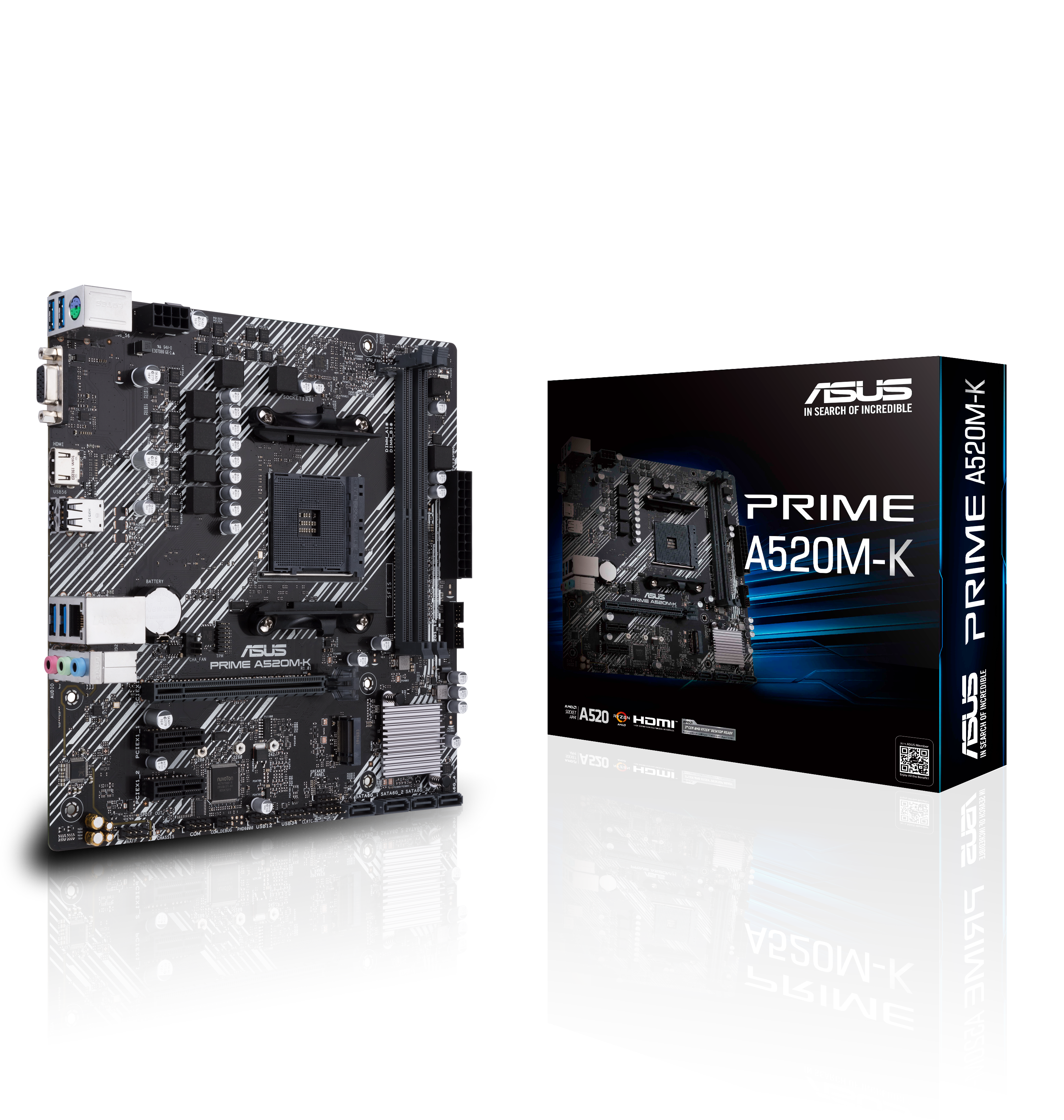 ASUS PRIME A520M-K mATX Mainboard Sockel AM4 M.2/USB3.2/HDMI/D-Sub/SATA