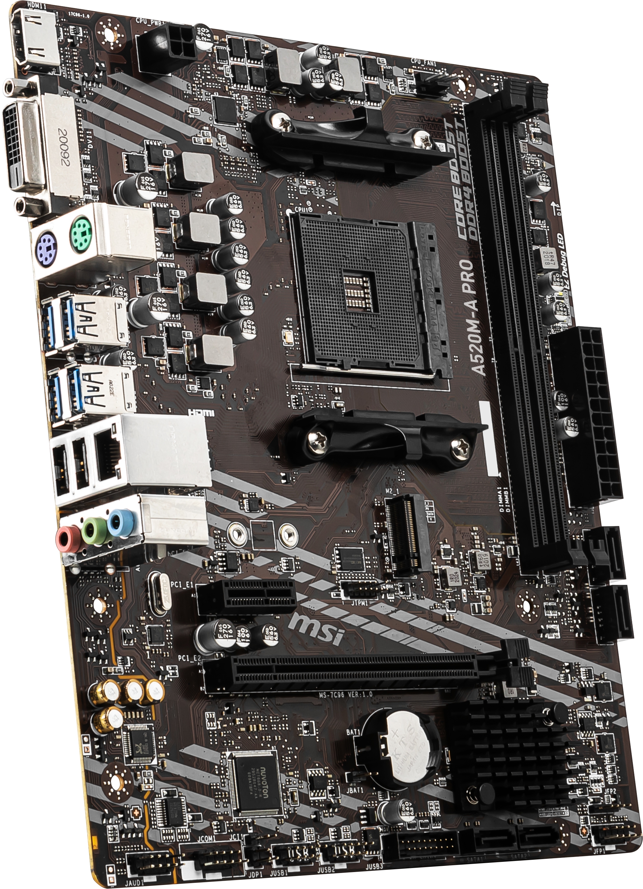 MSI A520M-A PRO mATX Mainboard Sockel AM4 DVI/HDMI/M.2/SATA