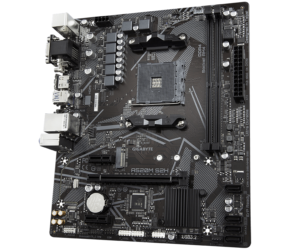 Gigabyte A520M S2H mATX Mainboard Sockel AM4 VGA/HDMI/DVI/D-Sub/M.2/SATA