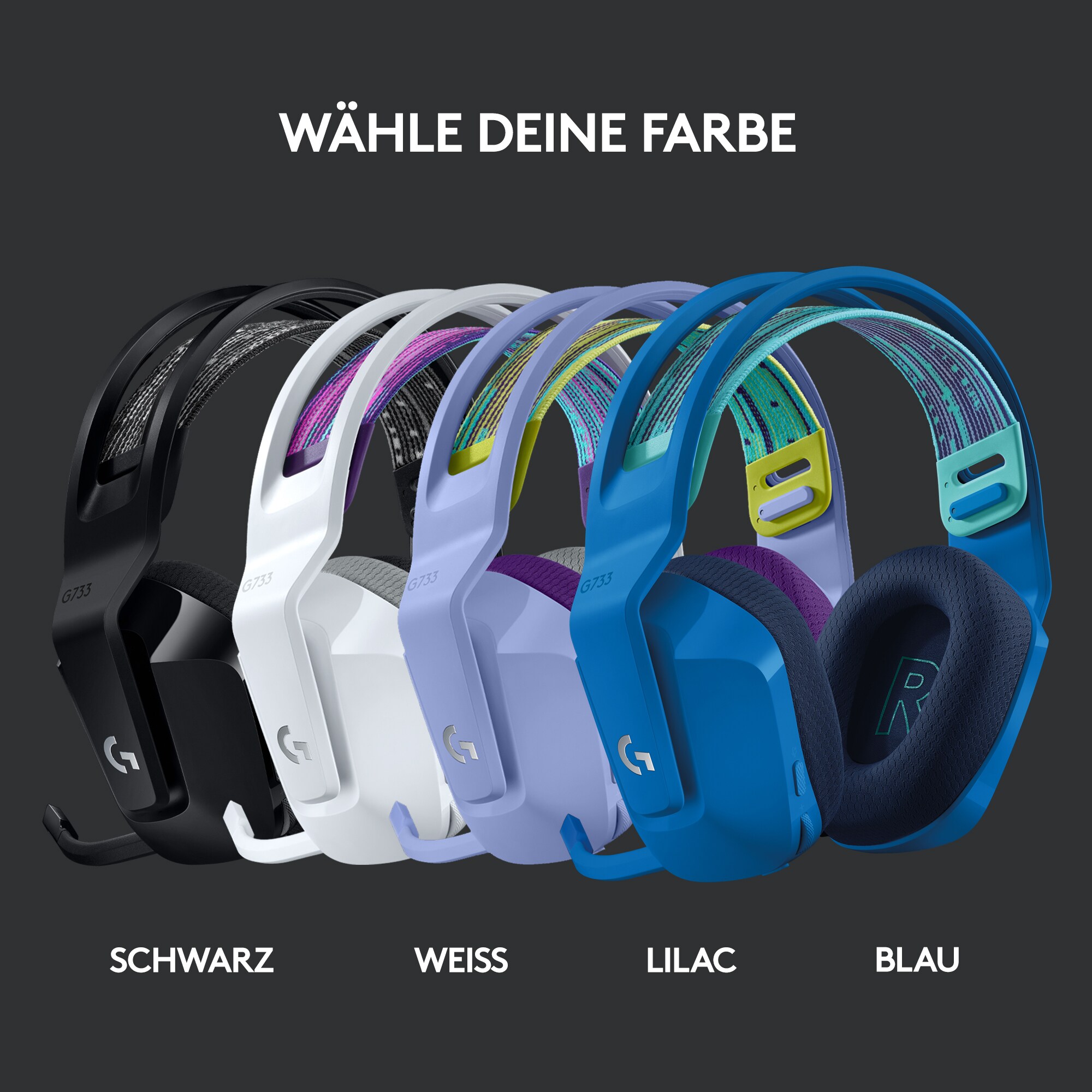 Logitech G733 LIGHTSPEED Kabelloses Gaming Headset weiß