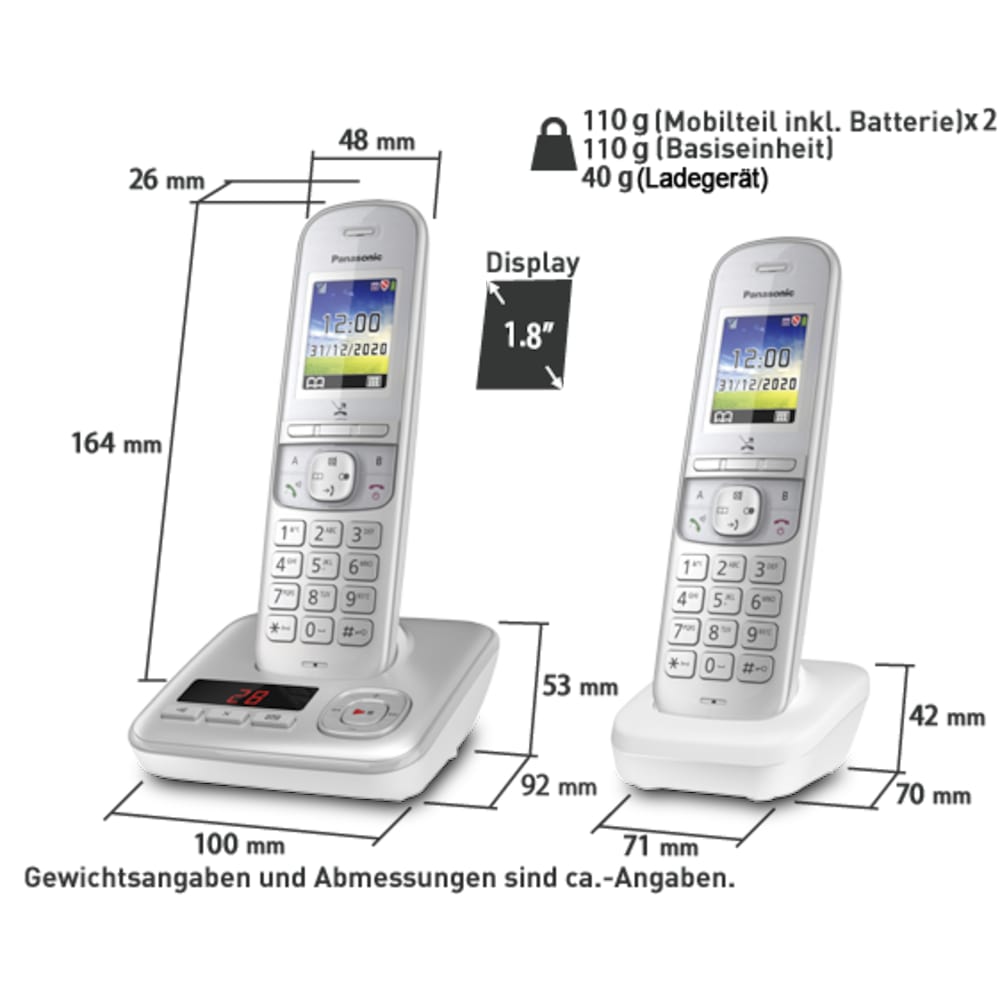 Panasonic KX-TGH722G schnurloses DECT Festnetztelefon AB, 2x Mobilteil  silber ++ Cyberport