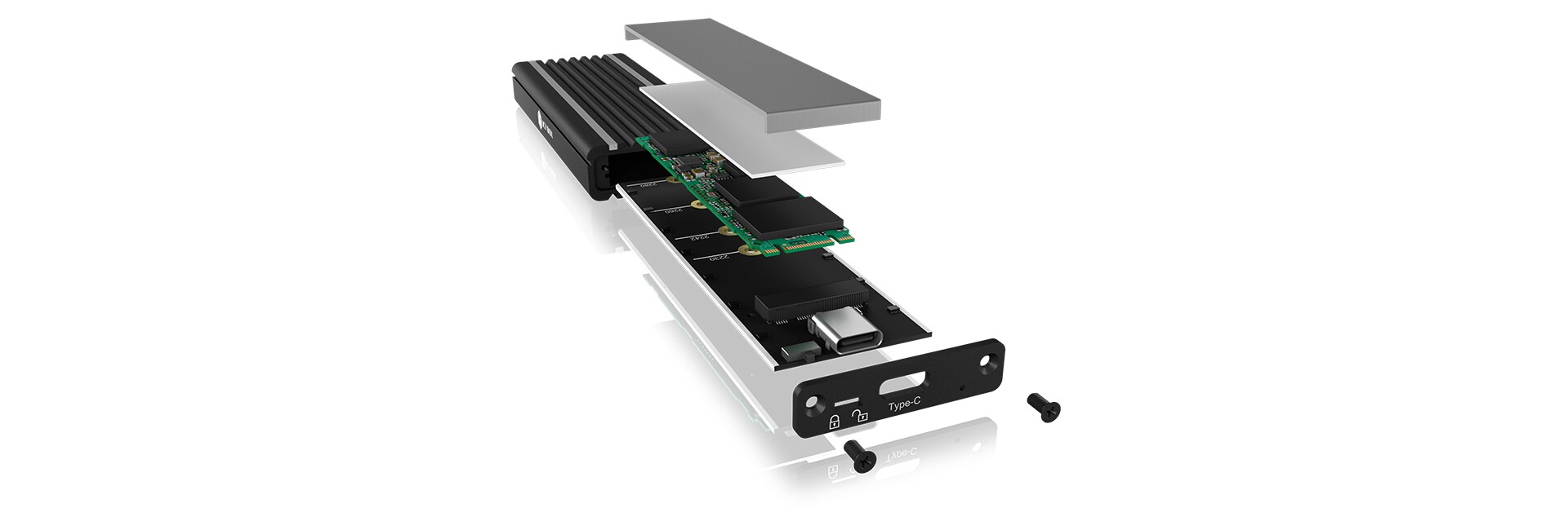 RaidSonic Icy Box IB-1824ML-C31 USB Type-C Gehäuse für M.2 NVMe SSD beleuchtet