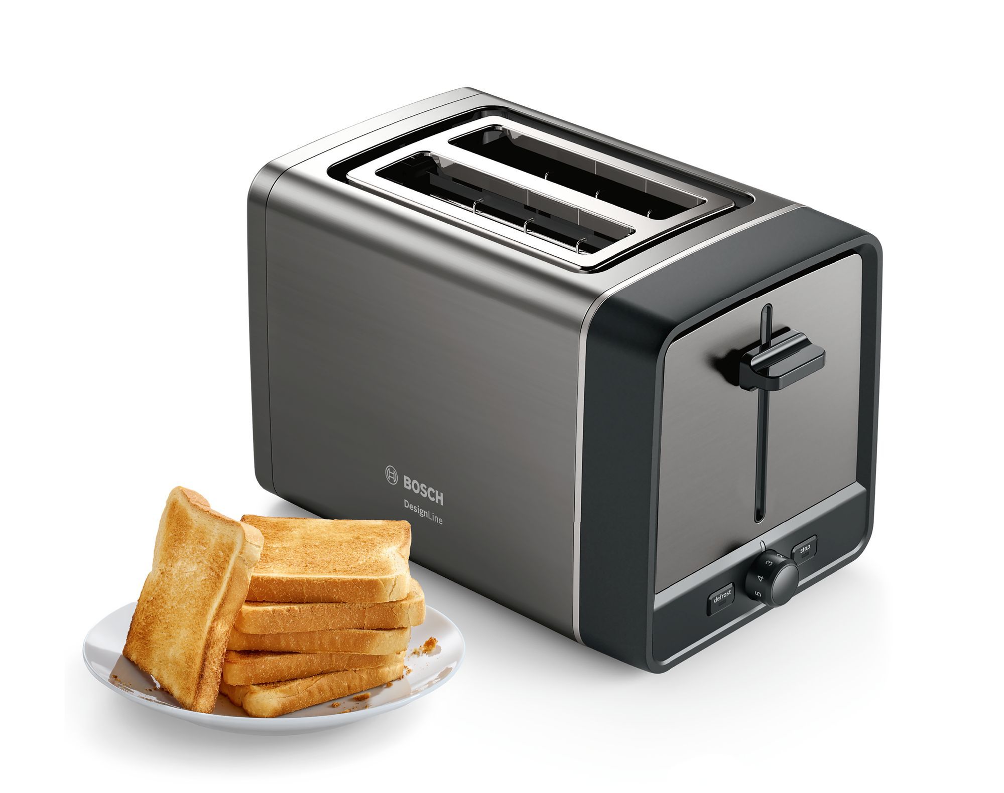 Bosch TAT5P425 Kompakt Toaster, DesignLine, schwarz