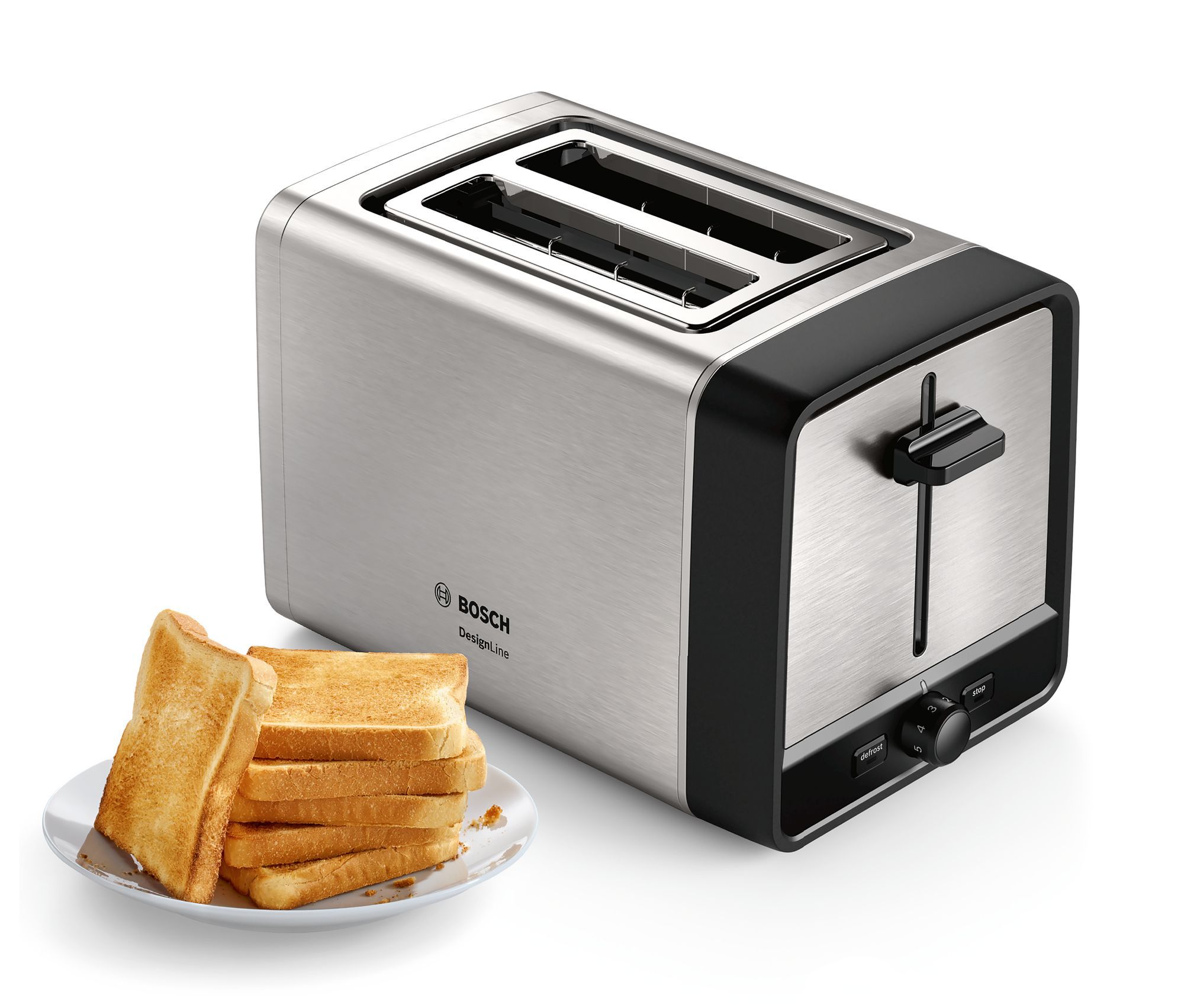 Bosch TAT5P420 Kompakt Toaster, DesignLine, Edelstahl