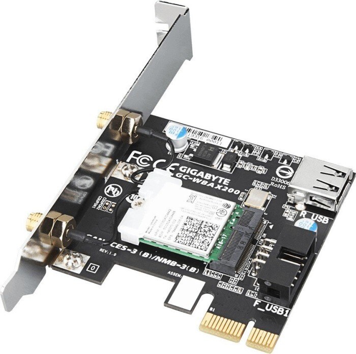 Gigabyte GC-WBAX200, 2.4GHz/5GHz WLAN Karte, Bluetooth 5.1 LE, PCIe x1