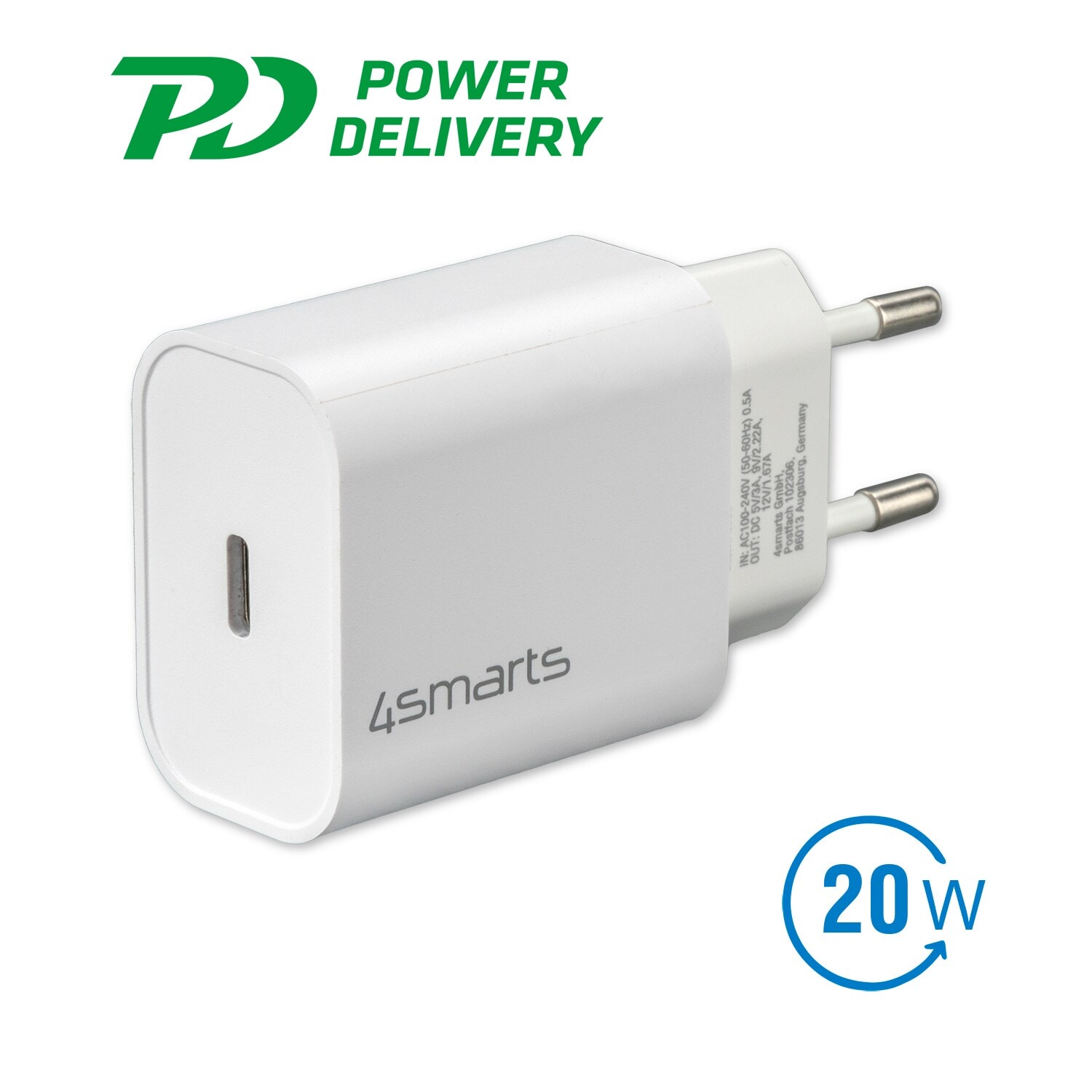 4smarts Netzladegerät VoltPlug PD 20W weiß