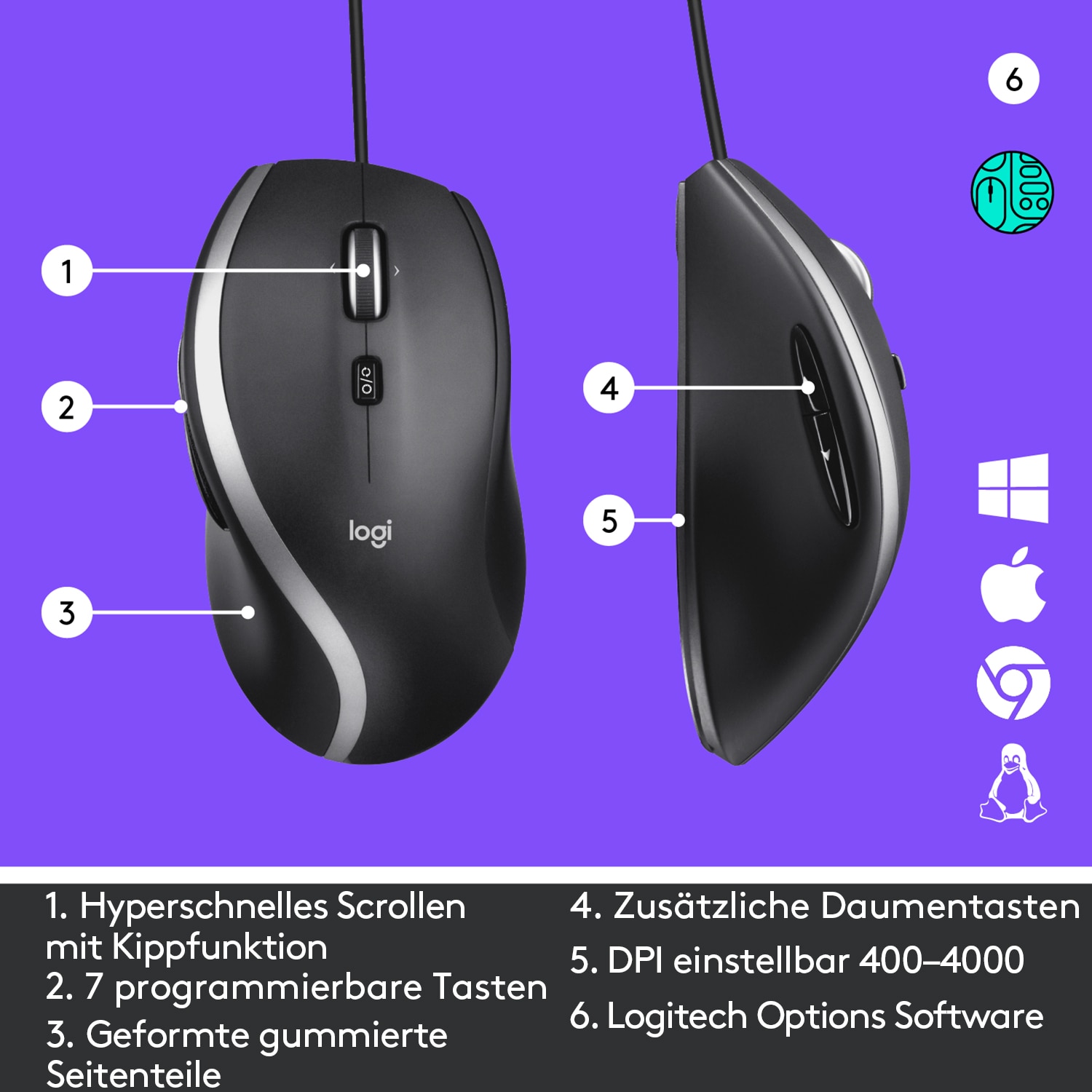 Logitech M500s Kabelgebundene Maus schwarz