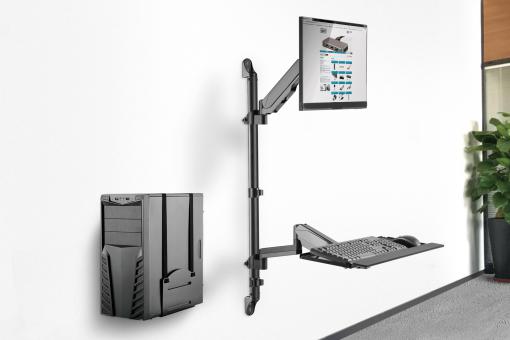 DIGITUS Flexibler Steh-/ Sitz-Arbeitsplatz zur Wandmontage Single Monitor