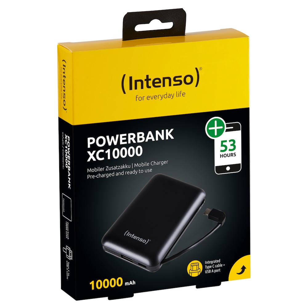 Intenso mobiles Ladegerät Powerbank XC10000 mAh USB Typ A zu Type C schwarz