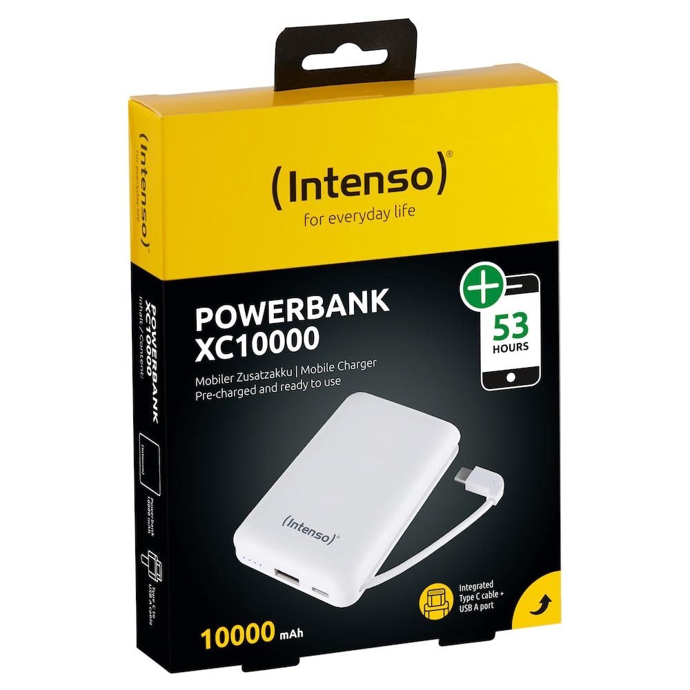 Intenso mobiles Ladegerät Powerbank XC10000 mAh USB Typ A zu Type C weiß